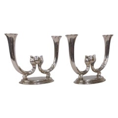 Midcentury WMF IKORA Silver Plate Germany Shabbat Candle Holder