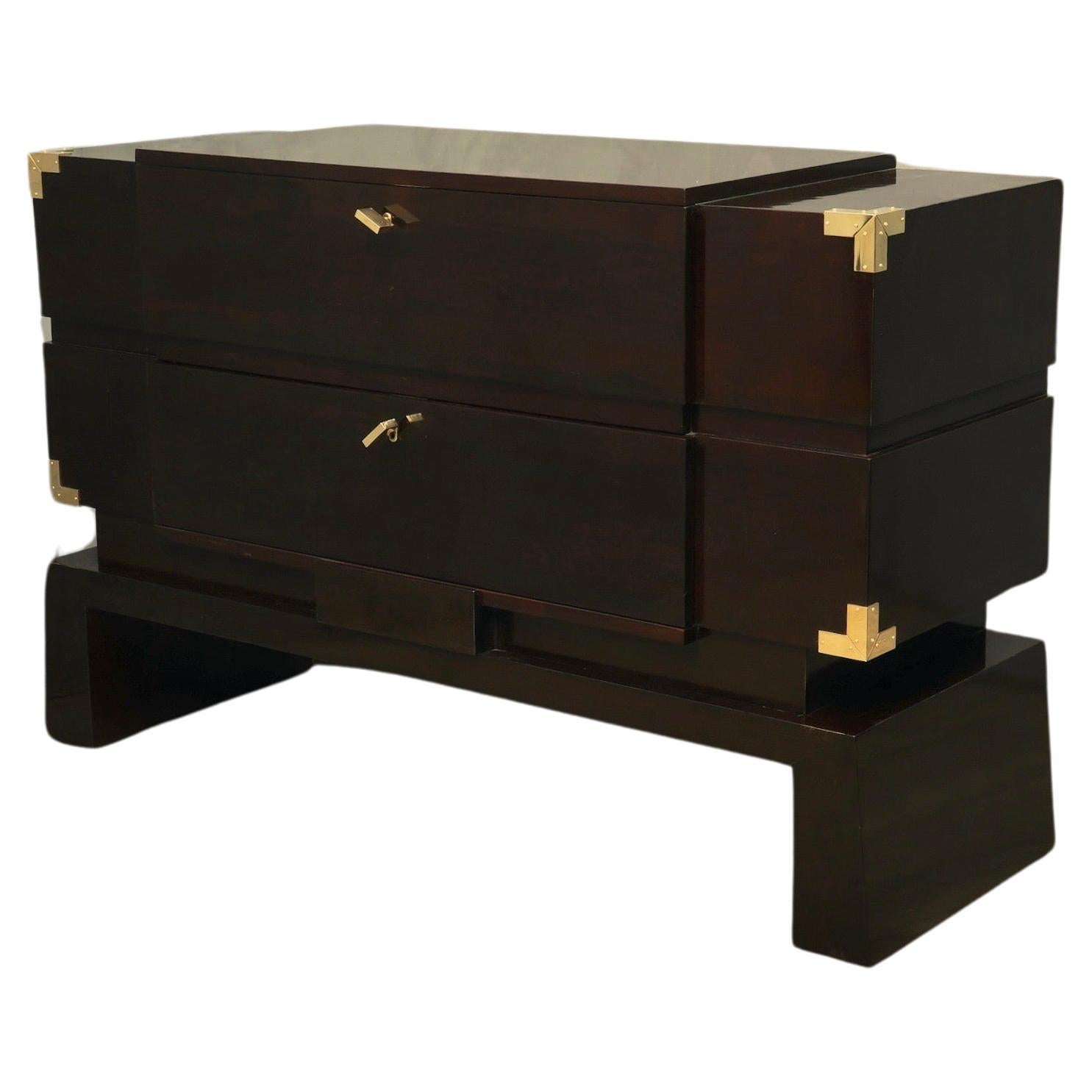 MidCentury Wood and Brass Italian Commodes and Chests of Drawers, 1950 For Sale
