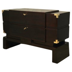 Vintage MidCentury Wood and Brass Italian Commodes and Chests of Drawers, 1950