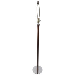 Mid Century Wood and Chrome Floor Lamp