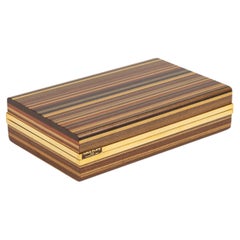 Mitte des Jahrhunderts Holz und Goldplatte 24 KT Box Afra & Tobia Scarpa Stil, Italien 1970er