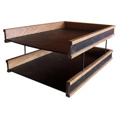 Vintage Midcentury Wood and Naugahyde Modernist Dual Desk or Letter Tray