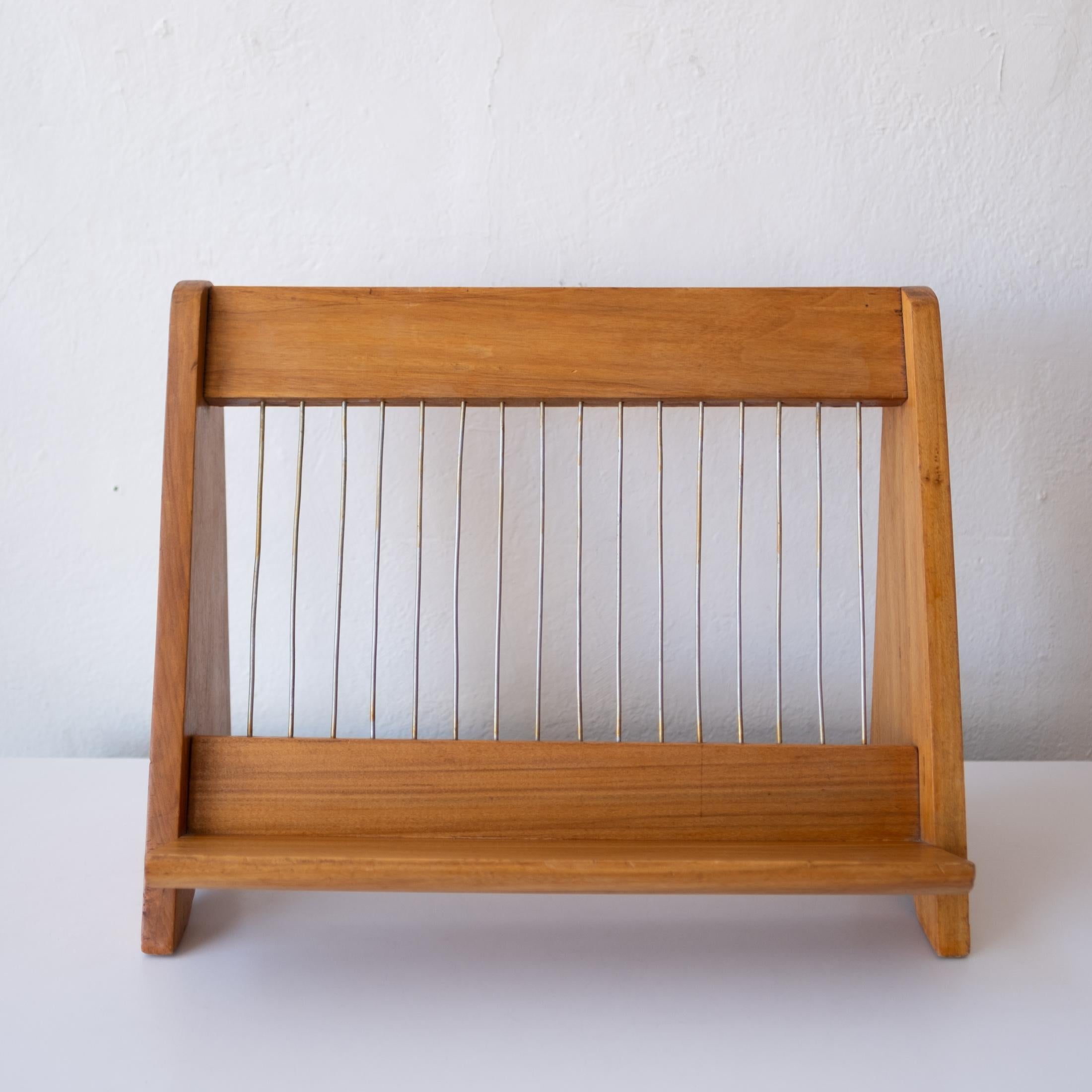 Midcentury Wood Book or Magazine Rack 1950s For Sale 2