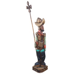 Vintage Witco Mid Century Modern Wood Carving Don Quixote Soldier Sculpture Statue 70"