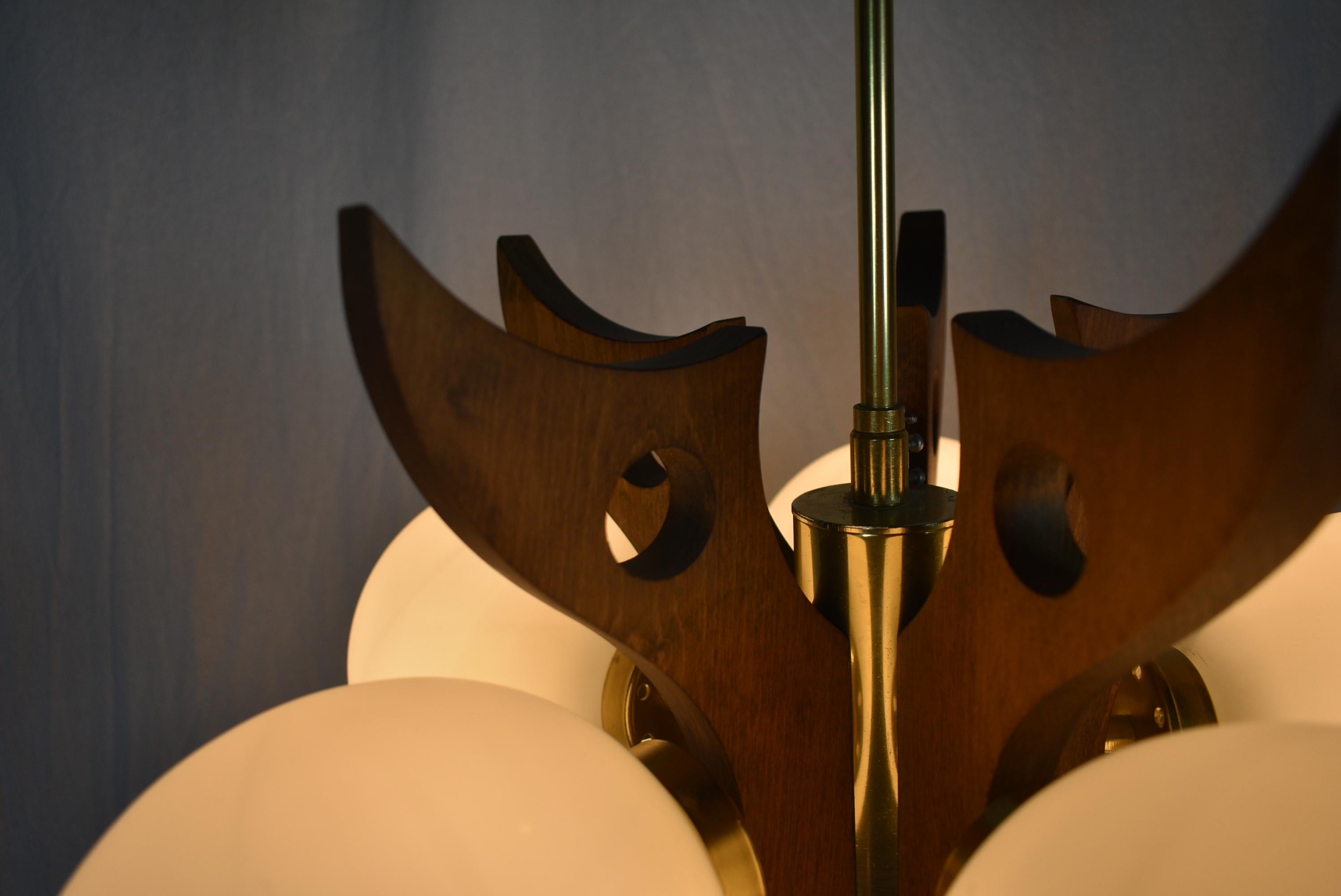 Late 20th Century Midcentury Wood Chandelier, 1970s