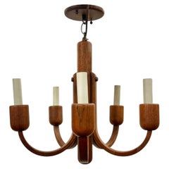 Holz-Kronleuchter im Mid-Century-Stil