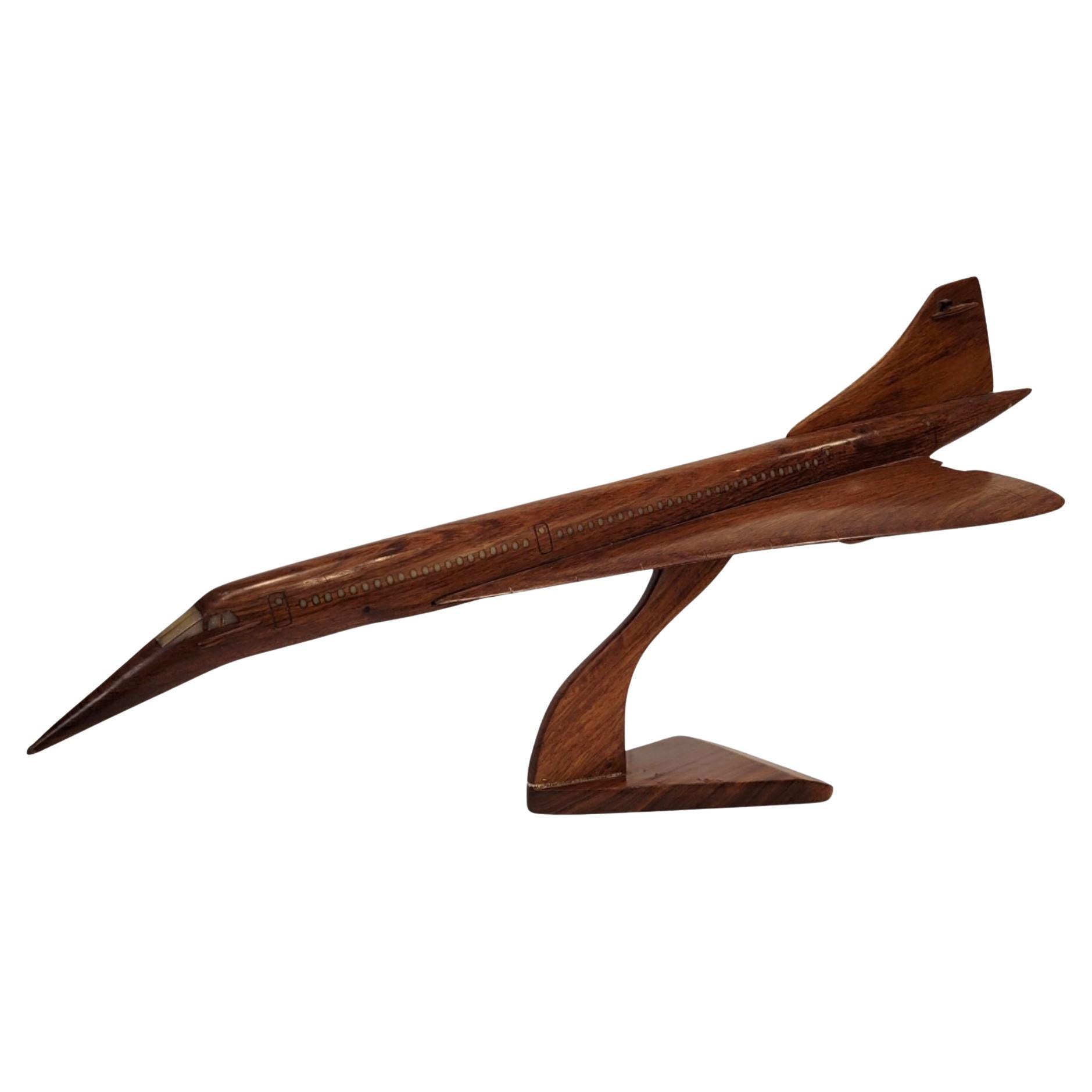 Midcentury wood Concorde airplane model, England