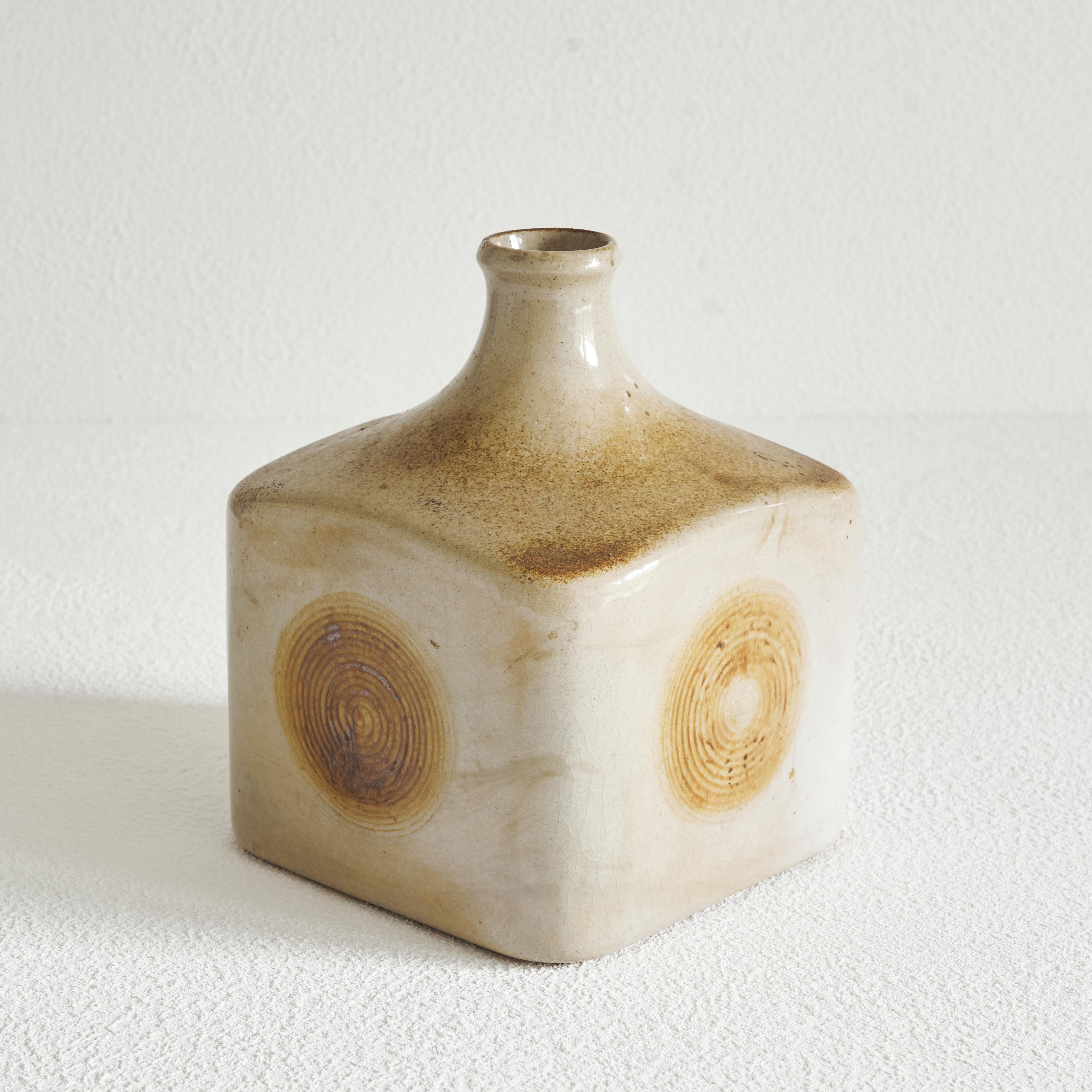 Sconosciuto Vaso di Studio Pottery 'Wood Imprint' del Medioevo 1960s in vendita