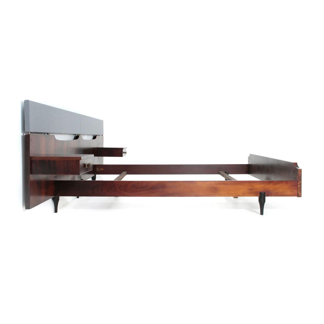 Mid-Century Modern Midcentury Wood Italian Bed by Claudio Salocchi for Sormani, 1960s For Sale