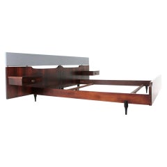 Midcentury Wood Italian Bed by Claudio Salocchi for Sormani, 1960s