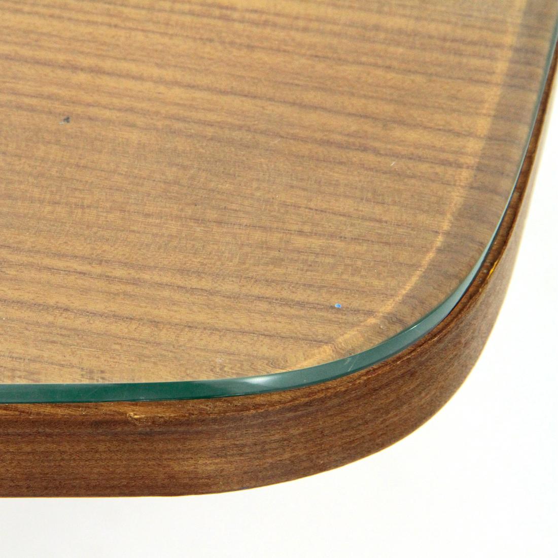 Midcentury Wood, Metal and Brass Rectangular Top Italian Dining Table, 1950s For Sale 3