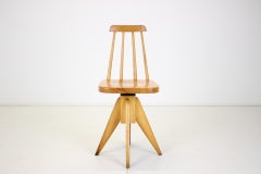 Midcentury Wood Revolving Chair, Czechoslovakia, 1970s