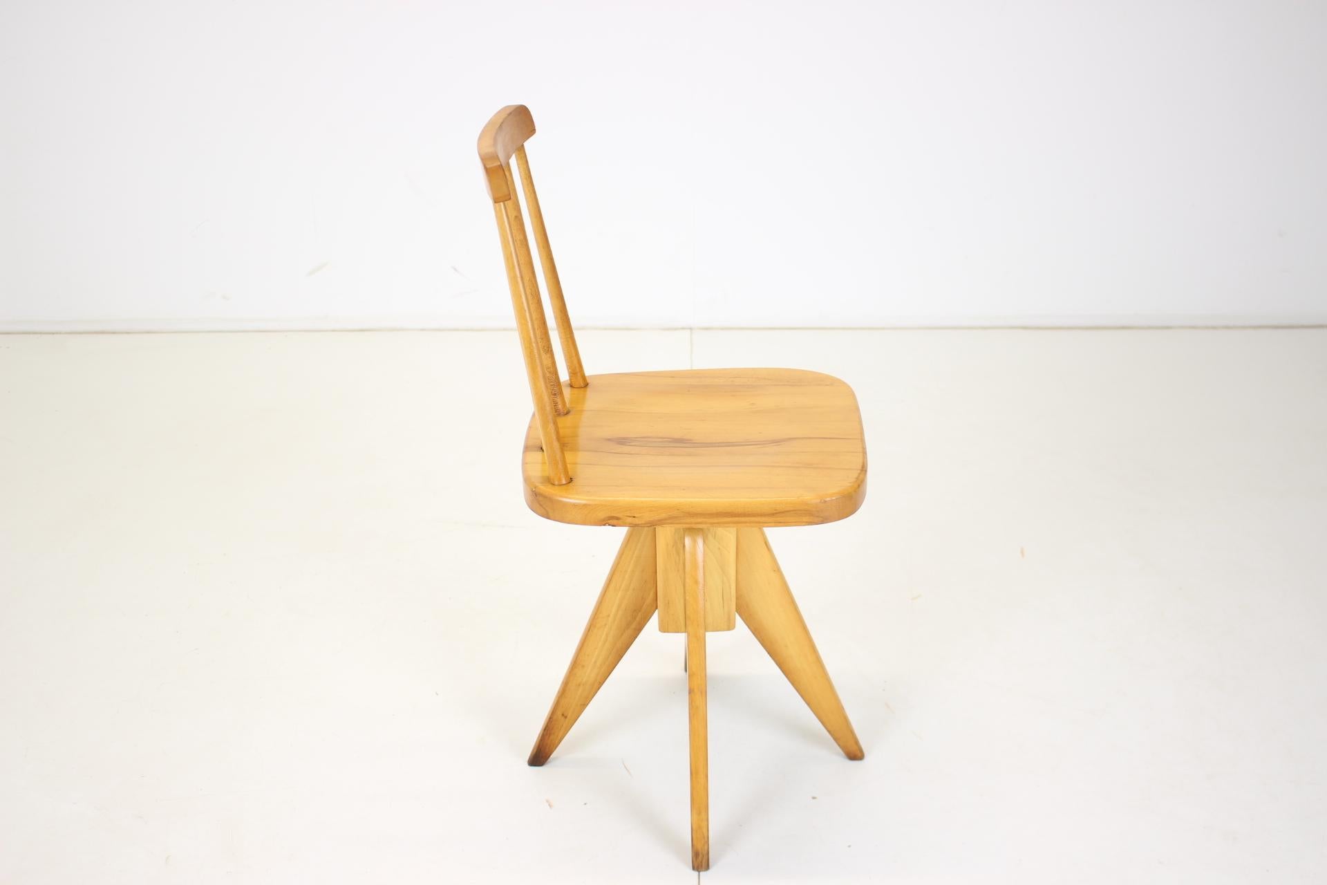Mid-Century Modern Midcentury Wood Revolving Chair, Czechoslovakia, 1970s For Sale