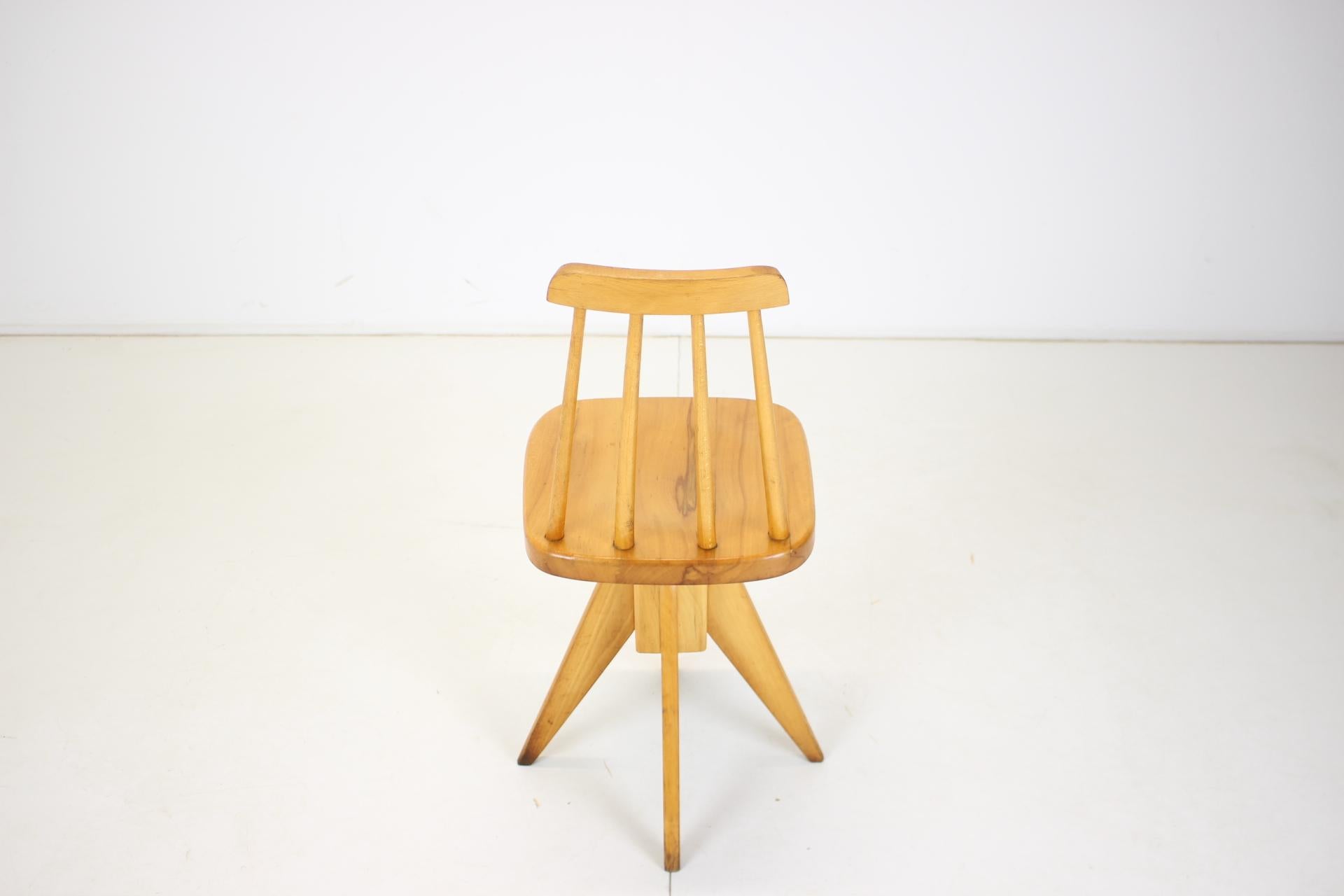 Mid-20th Century Midcentury Wood Revolving Chair, Czechoslovakia, 1970s For Sale