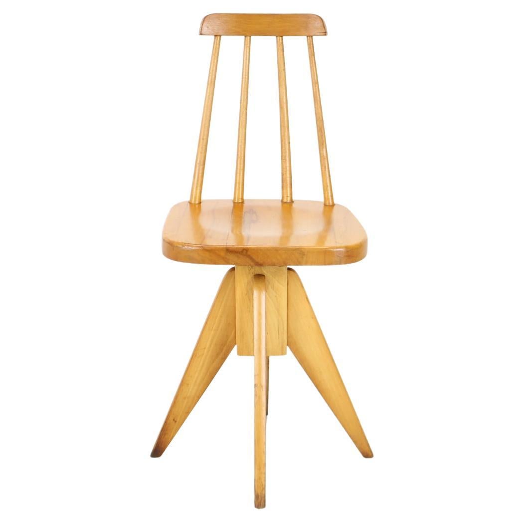 Midcentury Wood Revolving Chair, Czechoslovakia, 1970s For Sale
