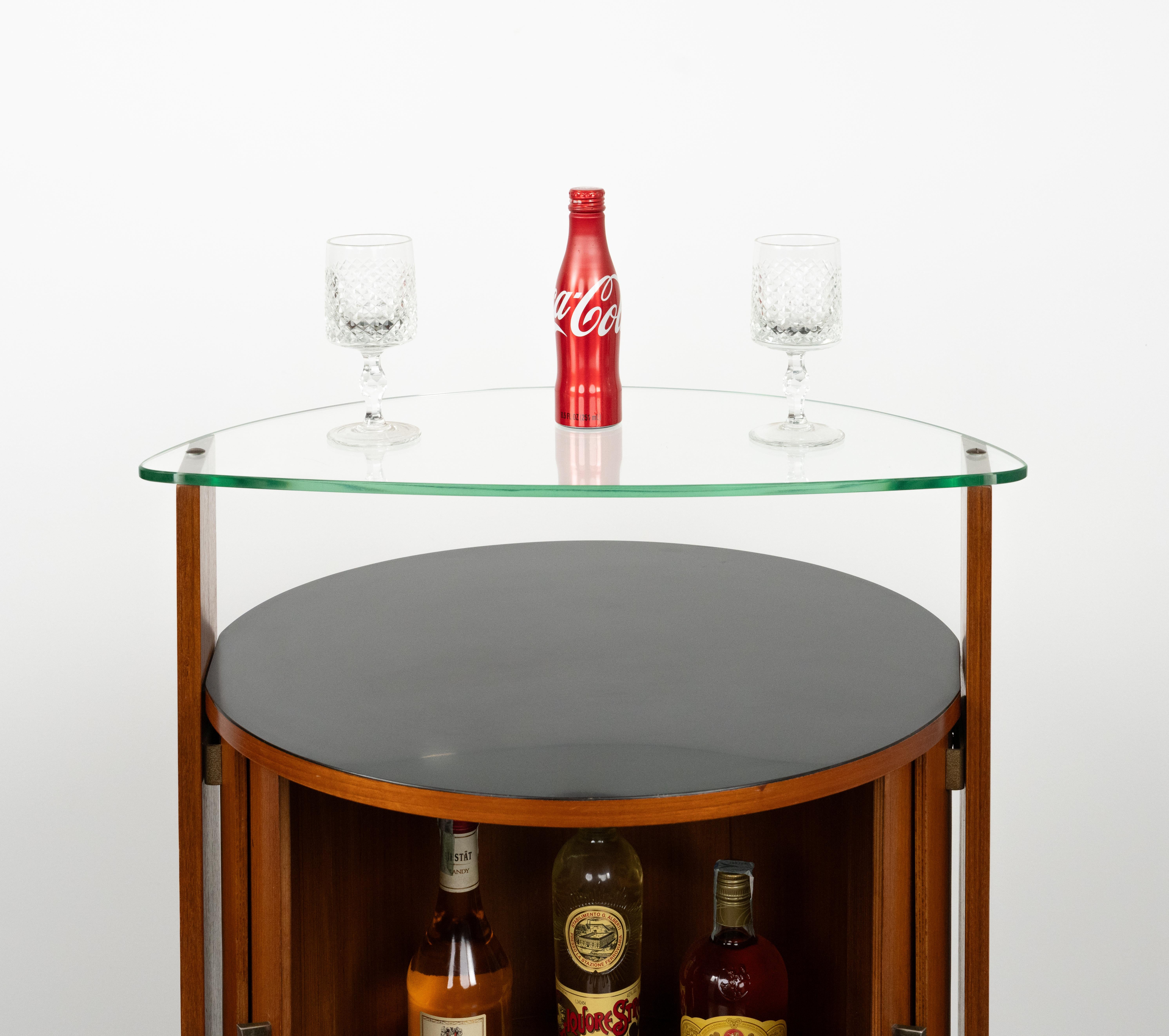 Bar du milieu du siècle dernier en bois, acier et verre par Carlo De Carli pour Fiarm, Italie, années 1960 en vente 3