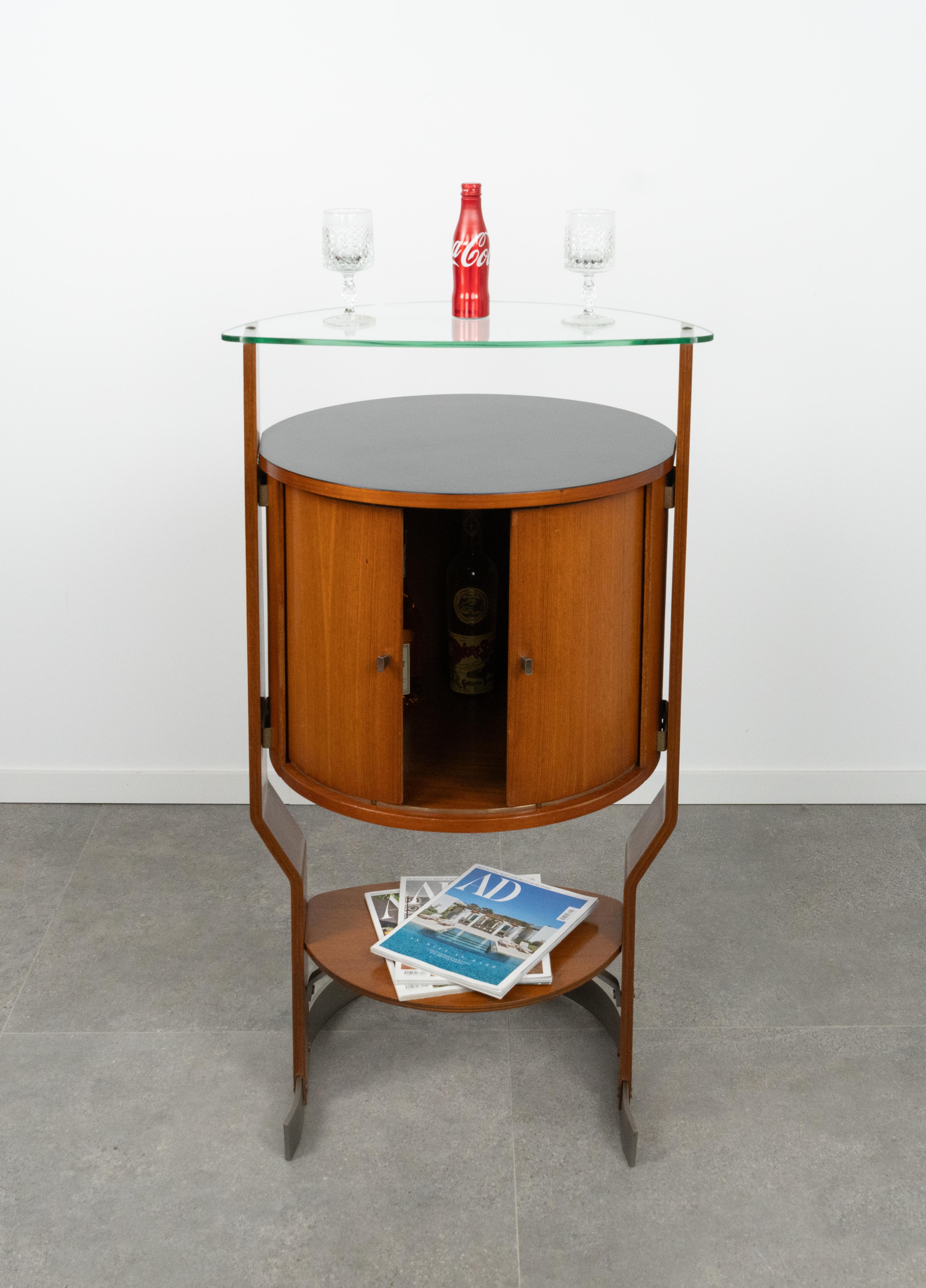 Bar du milieu du siècle dernier en bois, acier et verre par Carlo De Carli pour Fiarm, Italie, années 1960 en vente 4