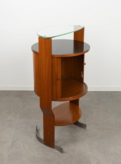 Bar seco de madera, acero y cristal de mediados de siglo, Carlo De Carli para Fiarm, Italia Años 60