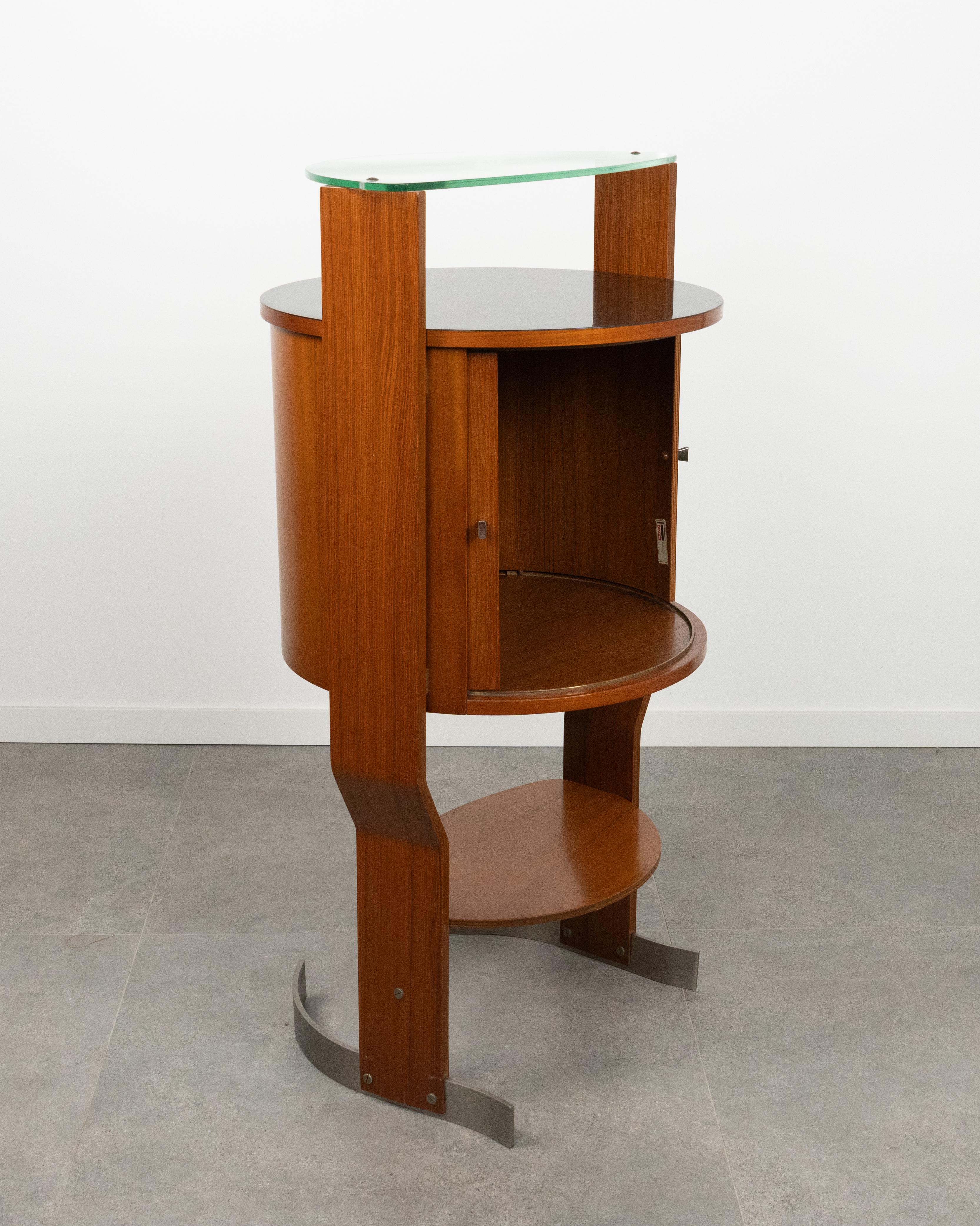 Mid-Century Modern Bar du milieu du siècle dernier en bois, acier et verre par Carlo De Carli pour Fiarm, Italie, années 1960 en vente