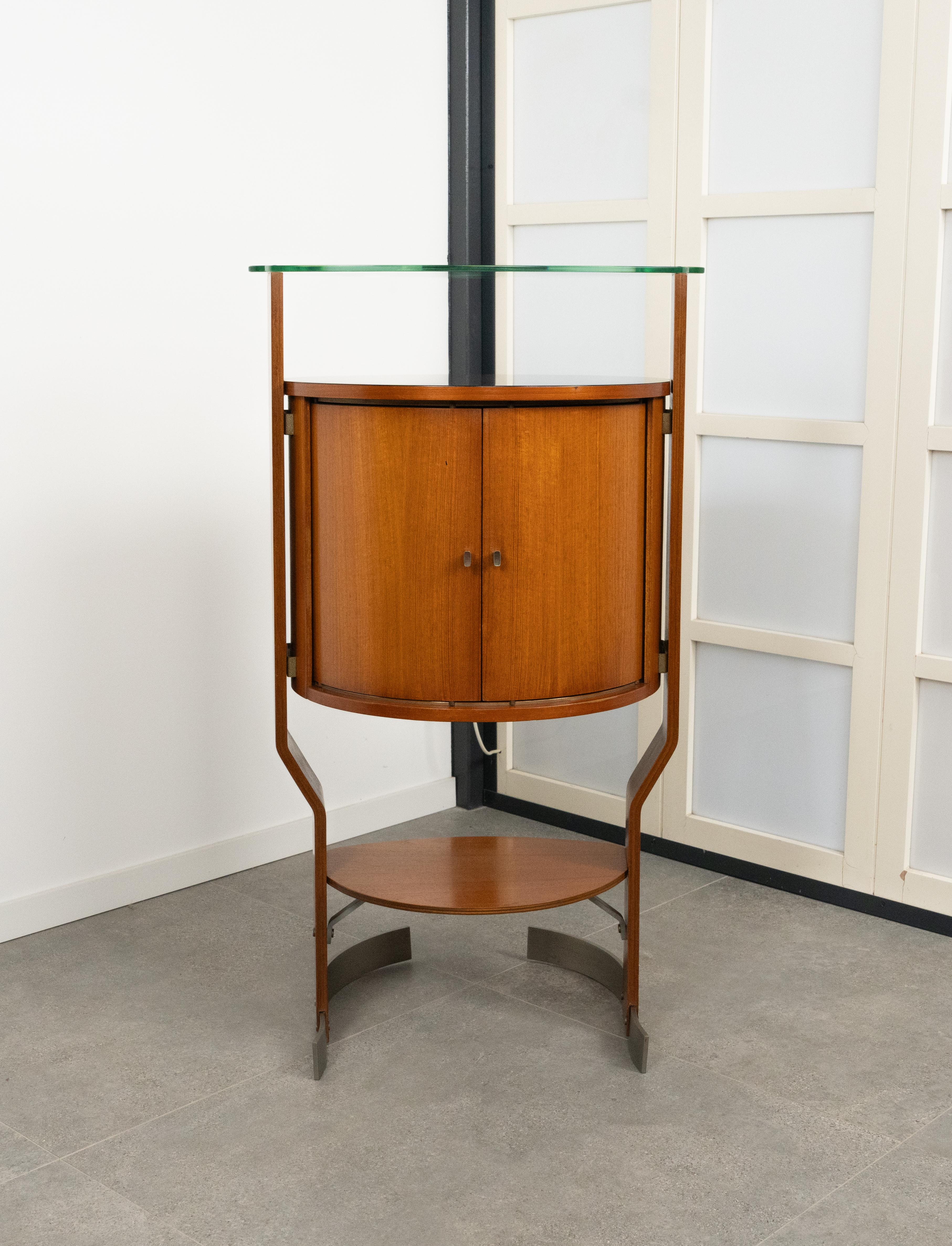 italien Bar du milieu du siècle dernier en bois, acier et verre par Carlo De Carli pour Fiarm, Italie, années 1960 en vente