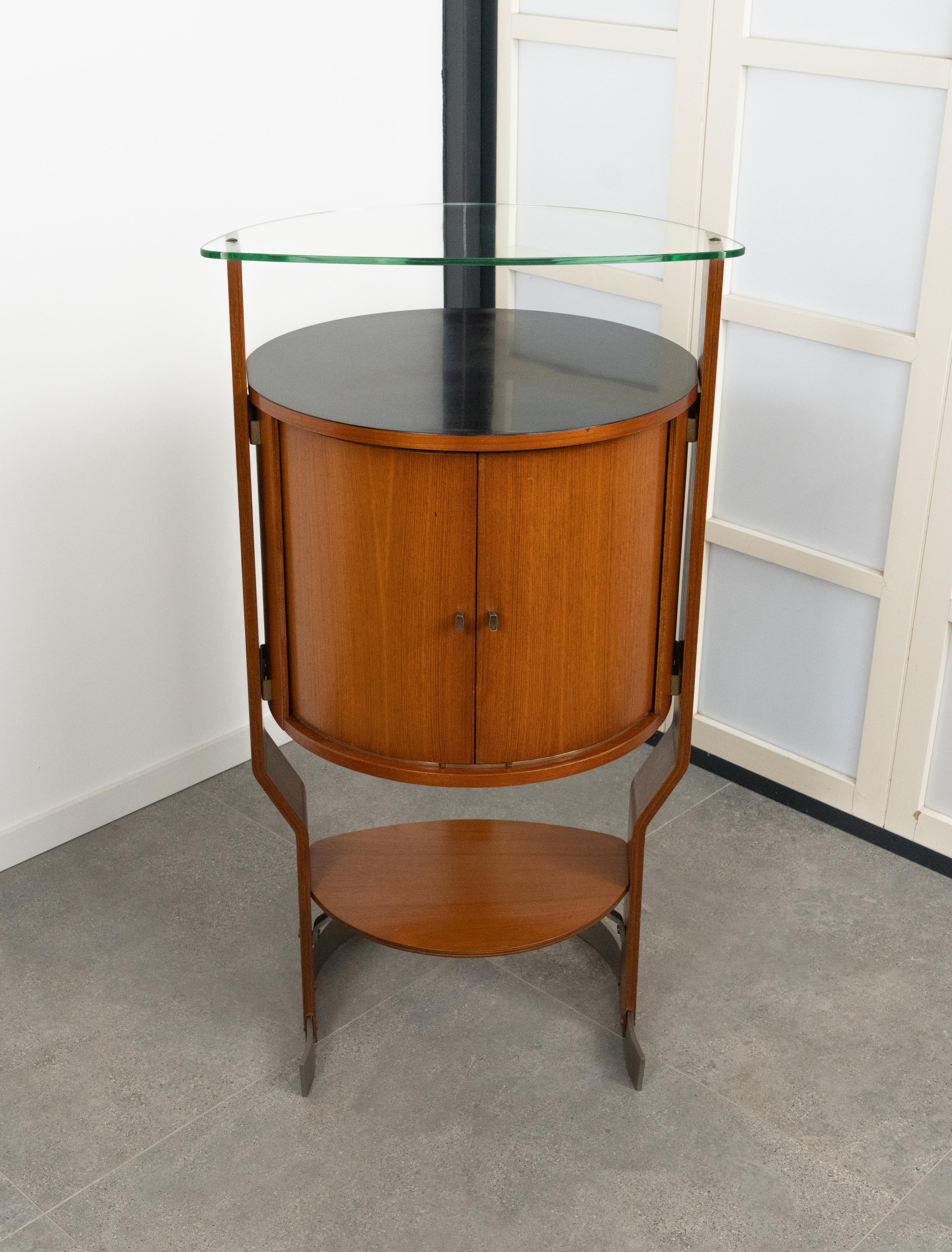 Bar du milieu du siècle dernier en bois, acier et verre par Carlo De Carli pour Fiarm, Italie, années 1960 Bon état - En vente à Rome, IT