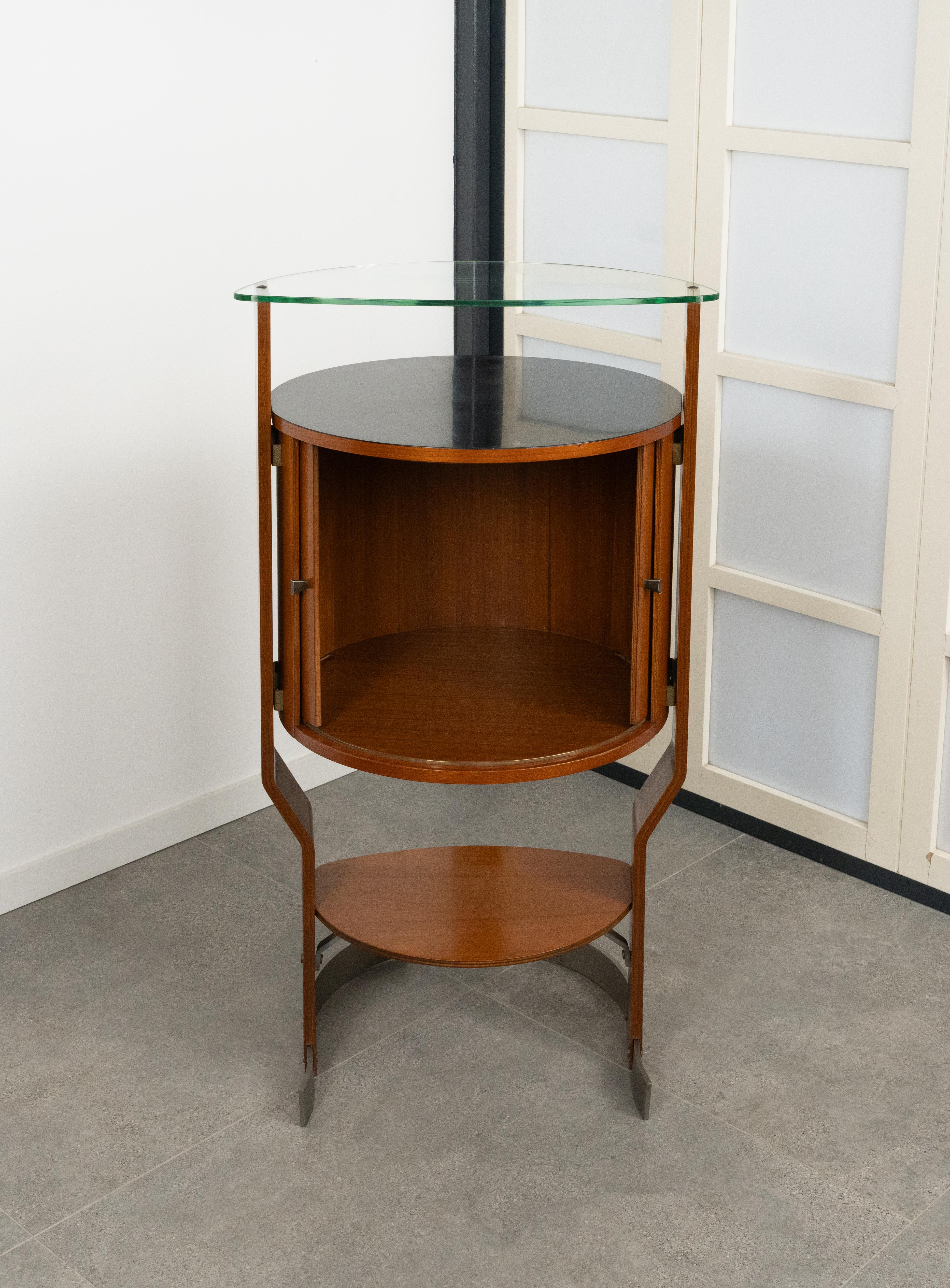 Milieu du XXe siècle Bar du milieu du siècle dernier en bois, acier et verre par Carlo De Carli pour Fiarm, Italie, années 1960 en vente