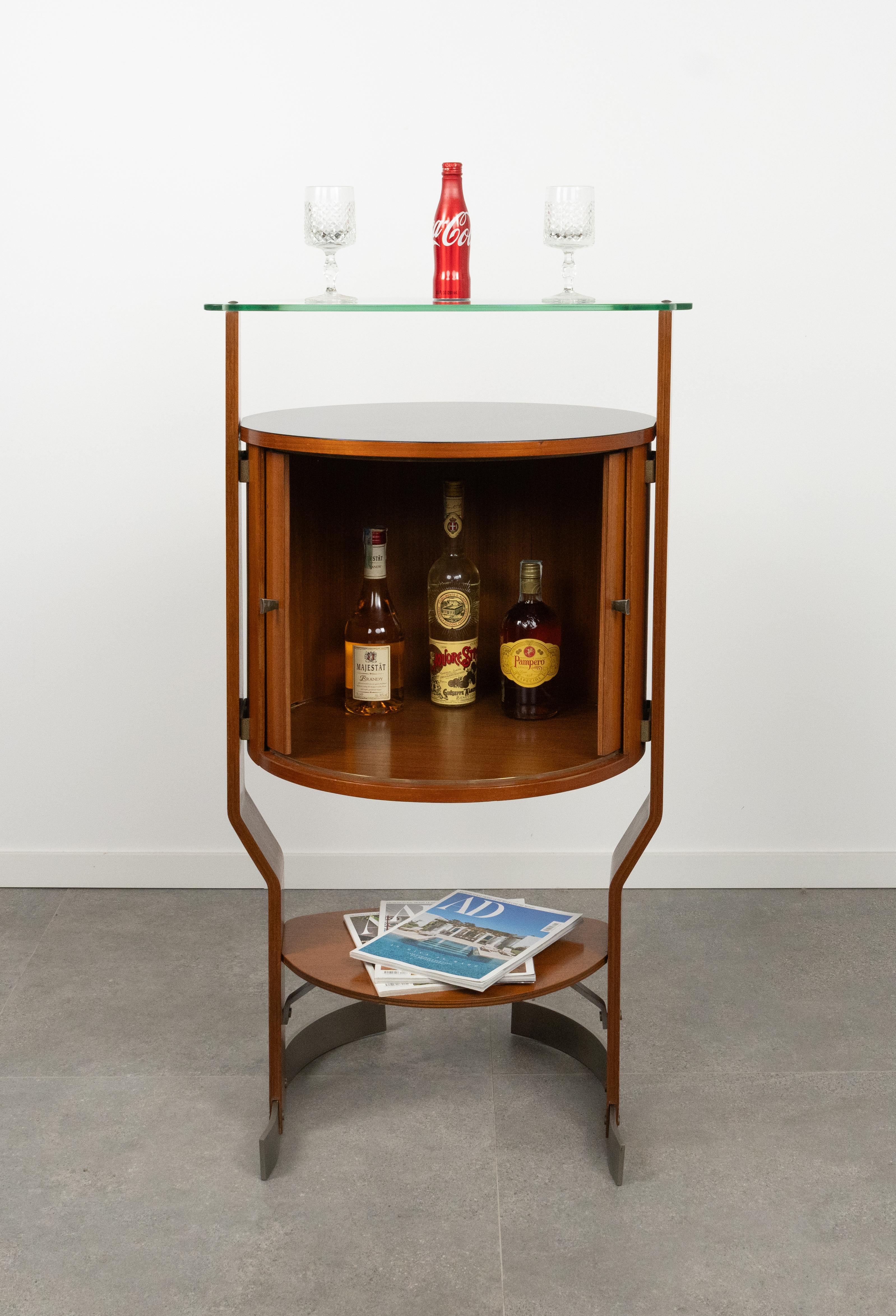 Bar du milieu du siècle dernier en bois, acier et verre par Carlo De Carli pour Fiarm, Italie, années 1960 en vente 2