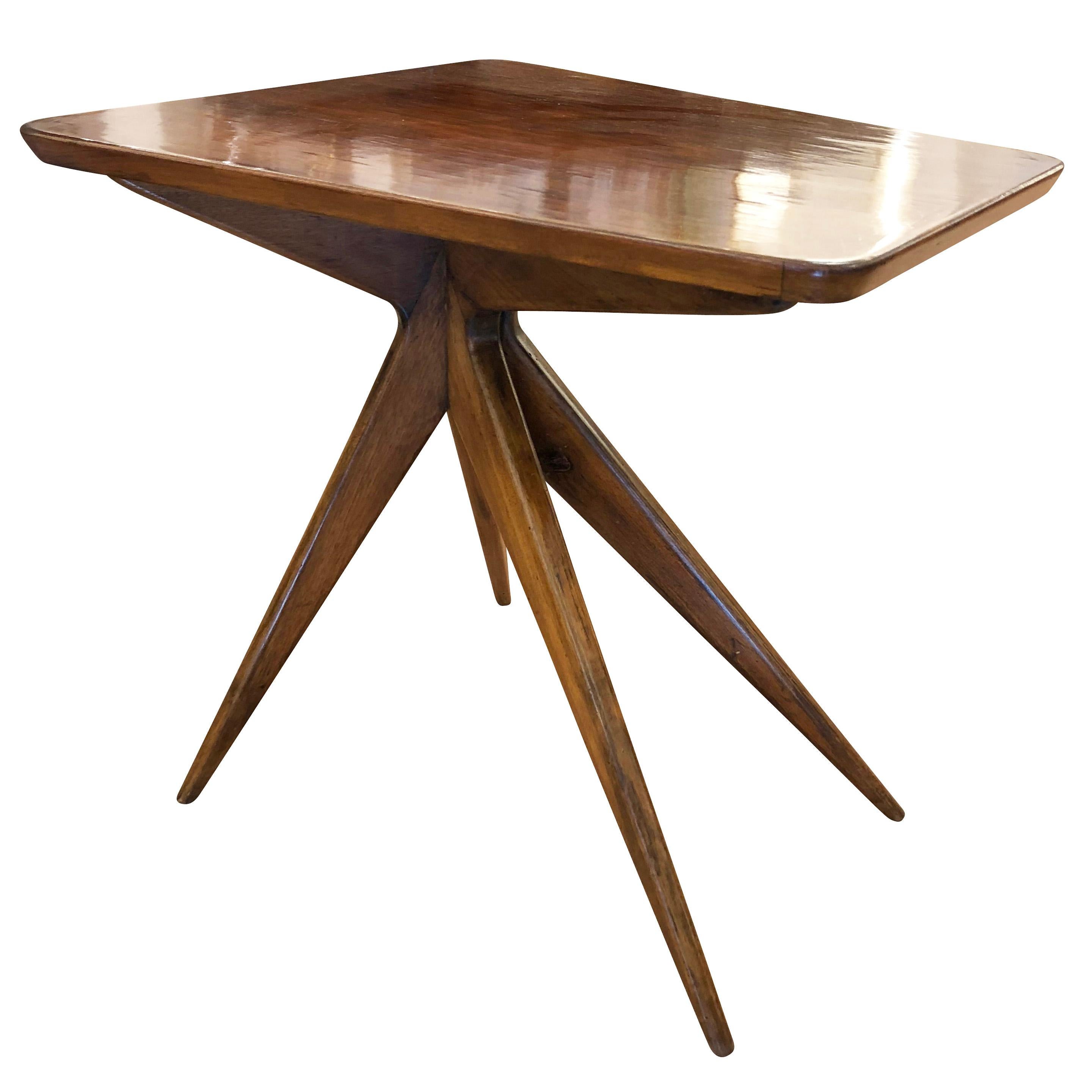 Mid-Century Modern Midcentury Wood Trapezoid Side Table