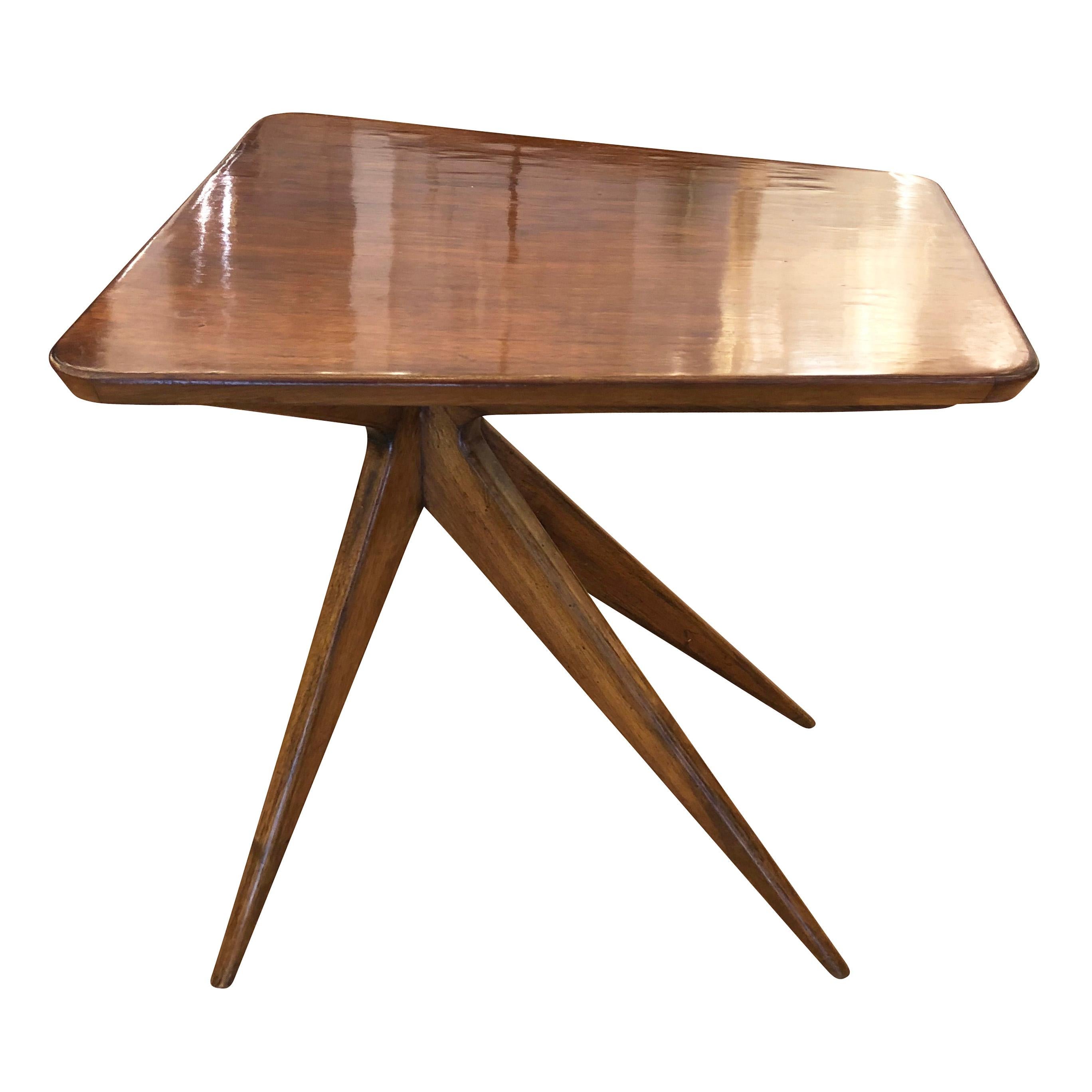 Mid-20th Century Midcentury Wood Trapezoid Side Table