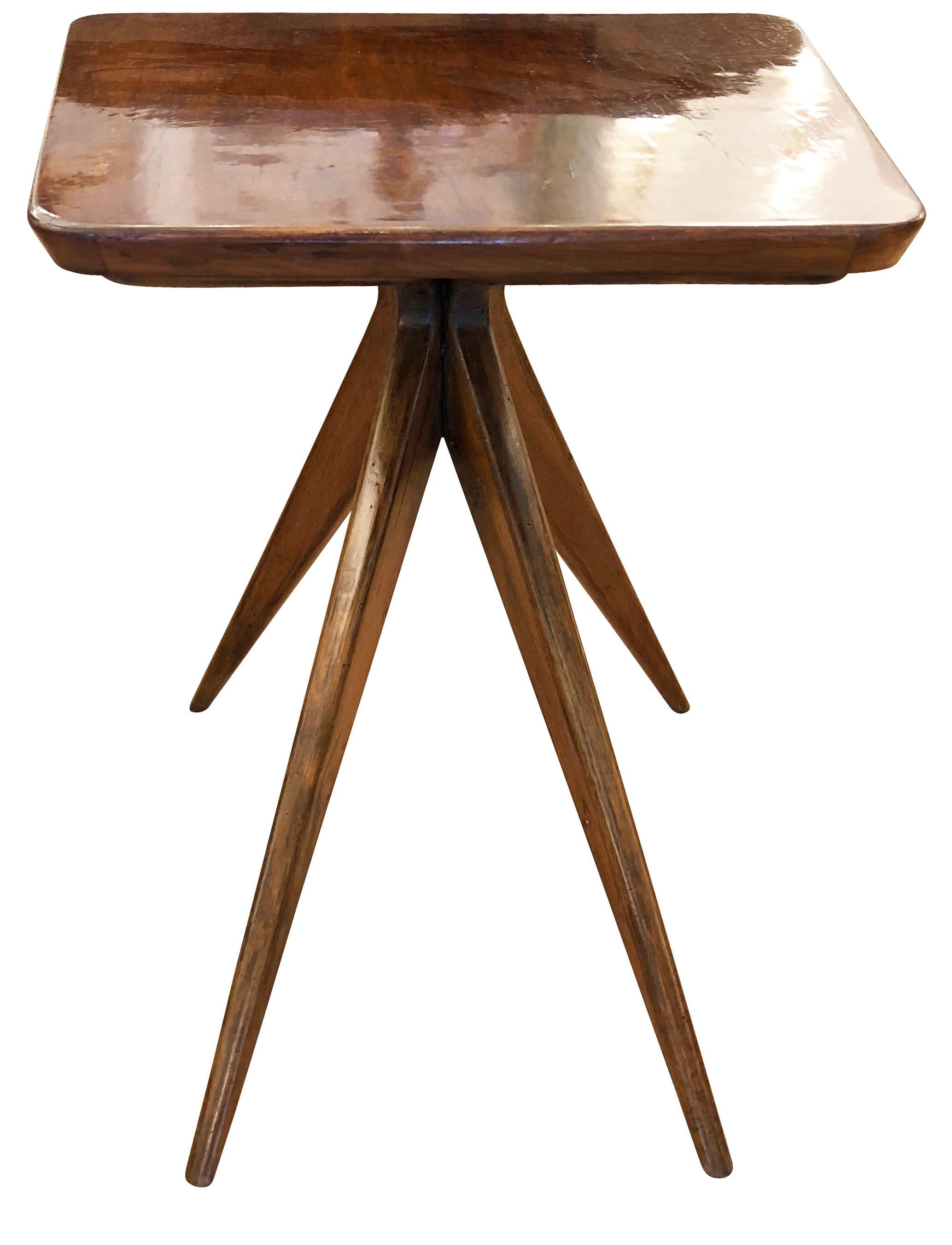 Midcentury Wood Trapezoid Side Table 1