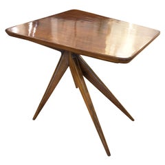 Midcentury Wood Trapezoid Side Table