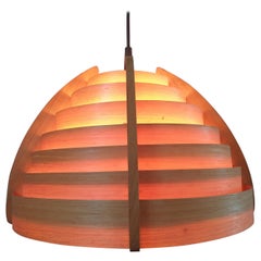Midcentury Wood Veneer Pendant in style of Hans-Agne Jakobsson, Denmark, 1970s