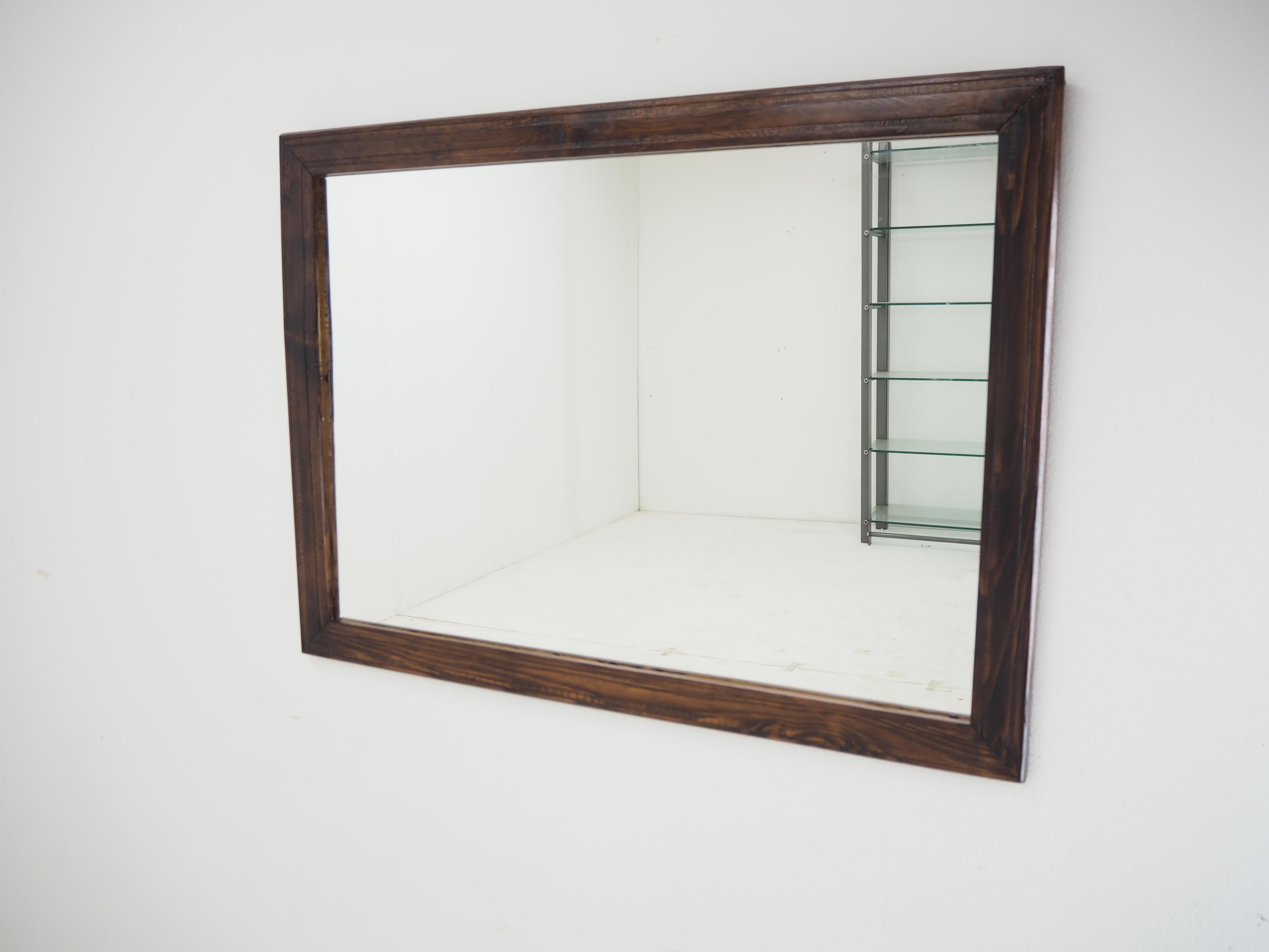 Midcentury Wood Wall Mirror, Europe, 1960s In Good Condition For Sale In Praha, CZ