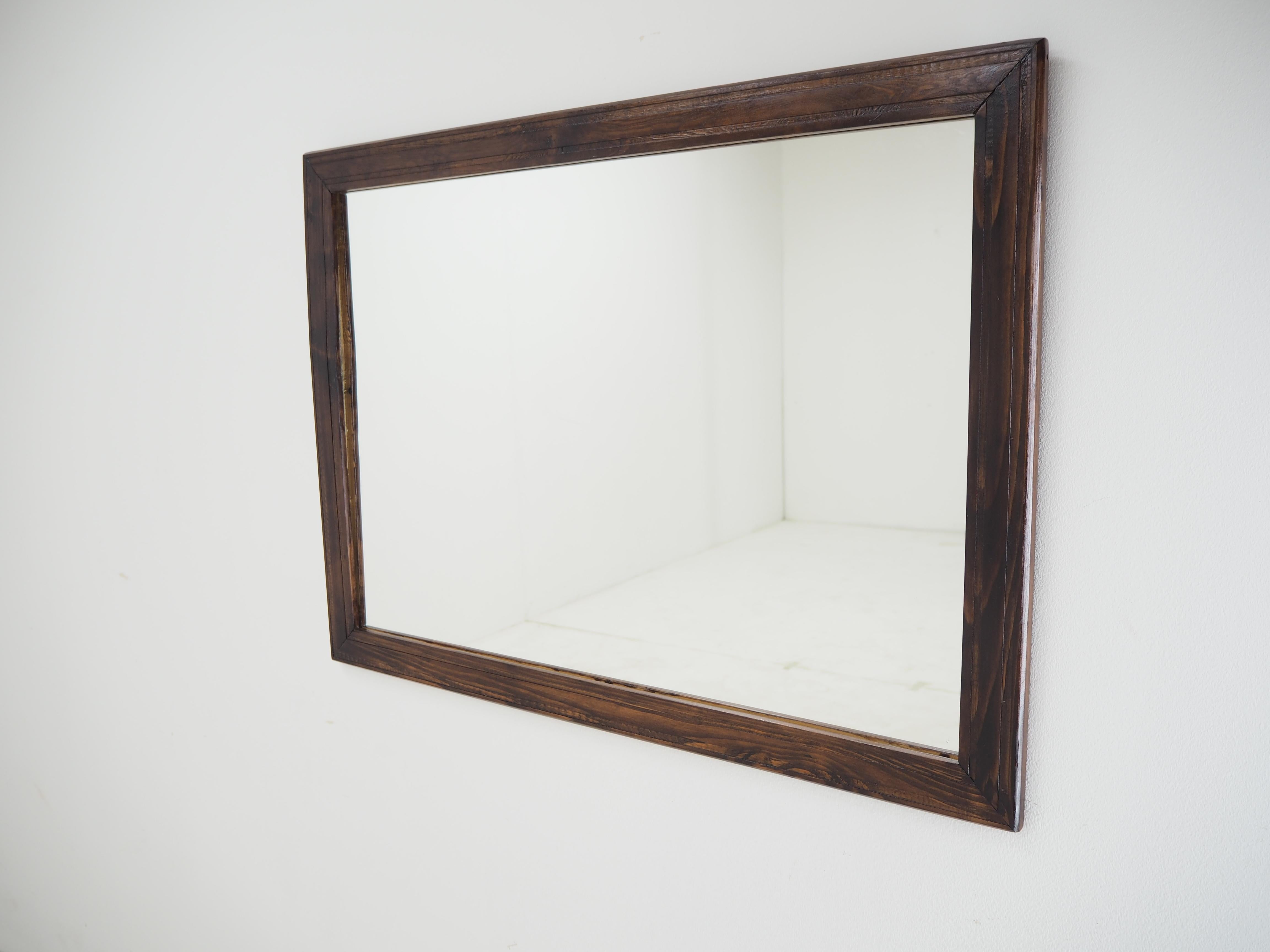 Mid-20th Century Midcentury Wood Wall Mirror, Europe, 1960s For Sale