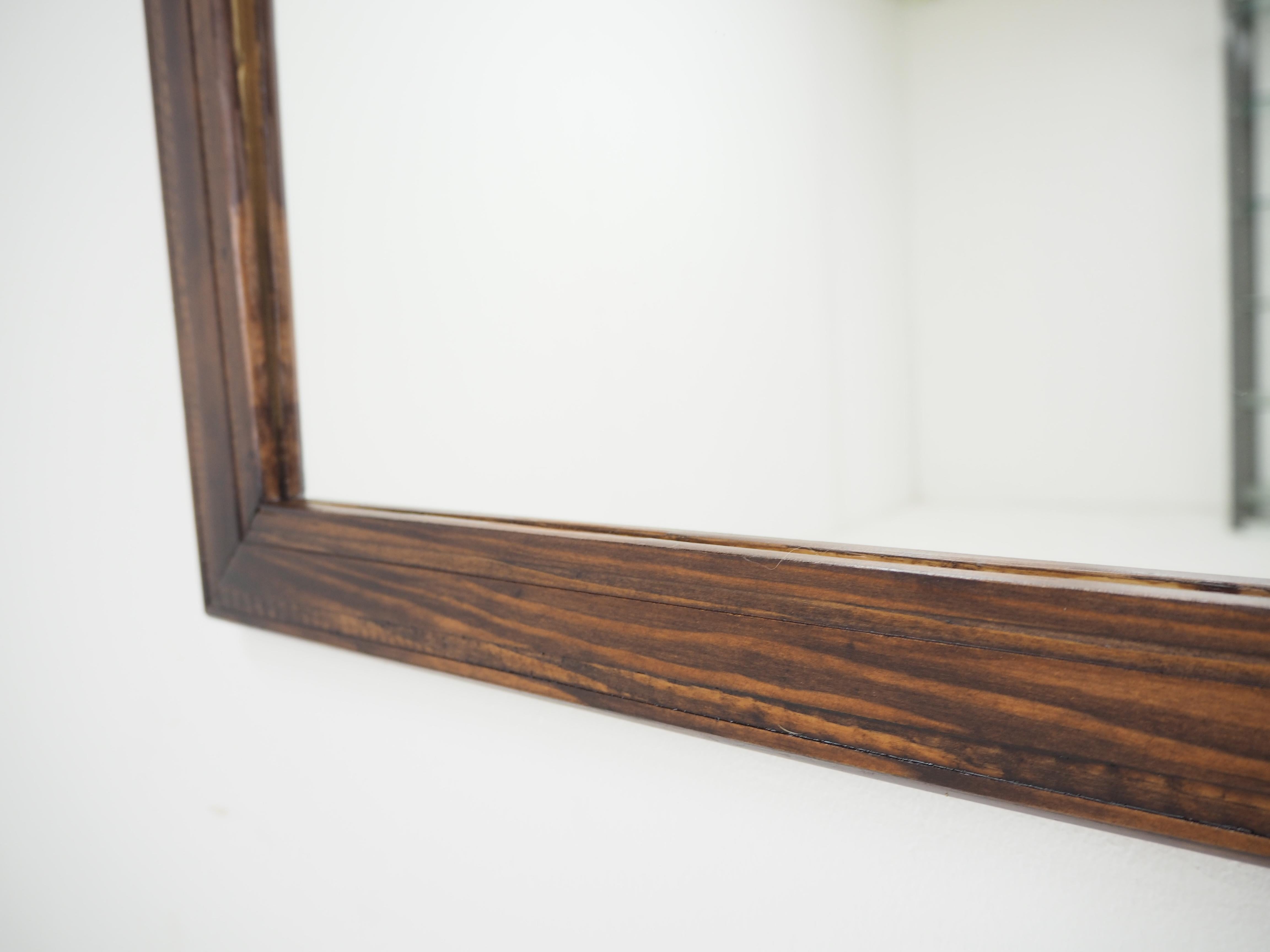 Midcentury Wood Wall Mirror, Europe, 1960s For Sale 3
