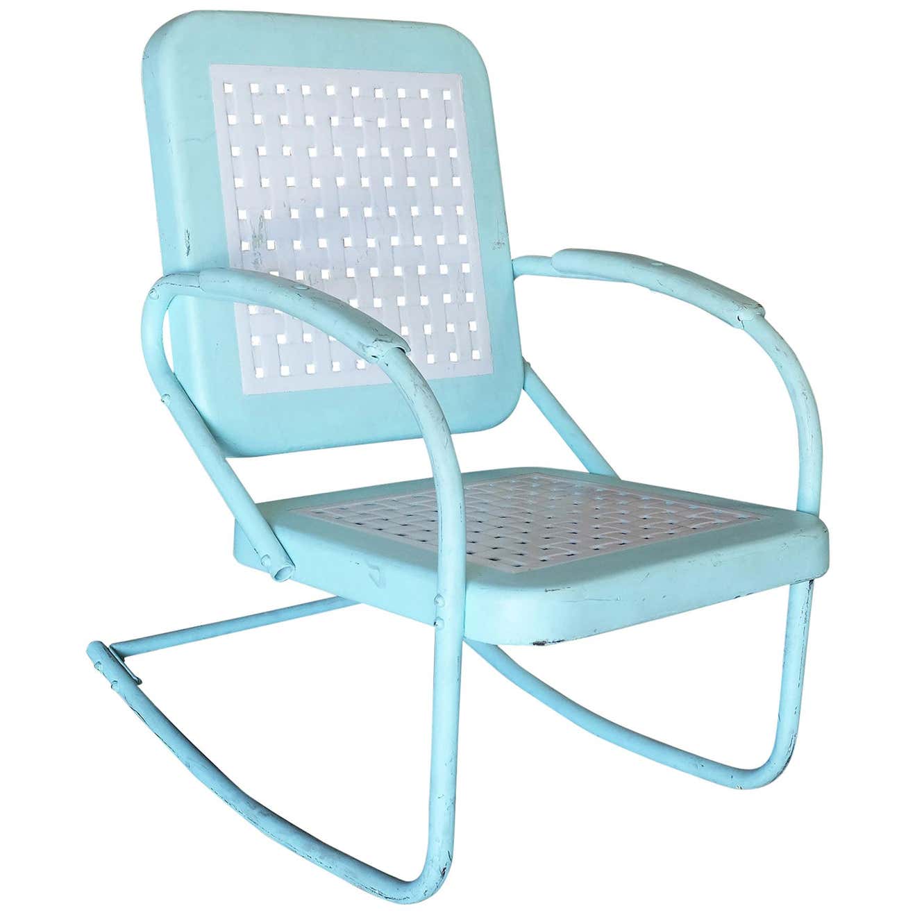 Mid-Century Style Steel Garden Rocking Chair at 1stDibs
