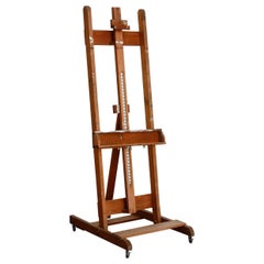 Chevalet d'atelier réglable pour peintres en bois du milieu du siècle dernier