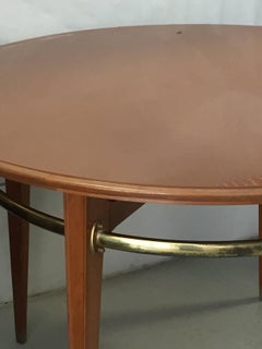 Midcentury Wooden and Brass Italian Dining Table Attibuited to Gio Ponti, 1950s