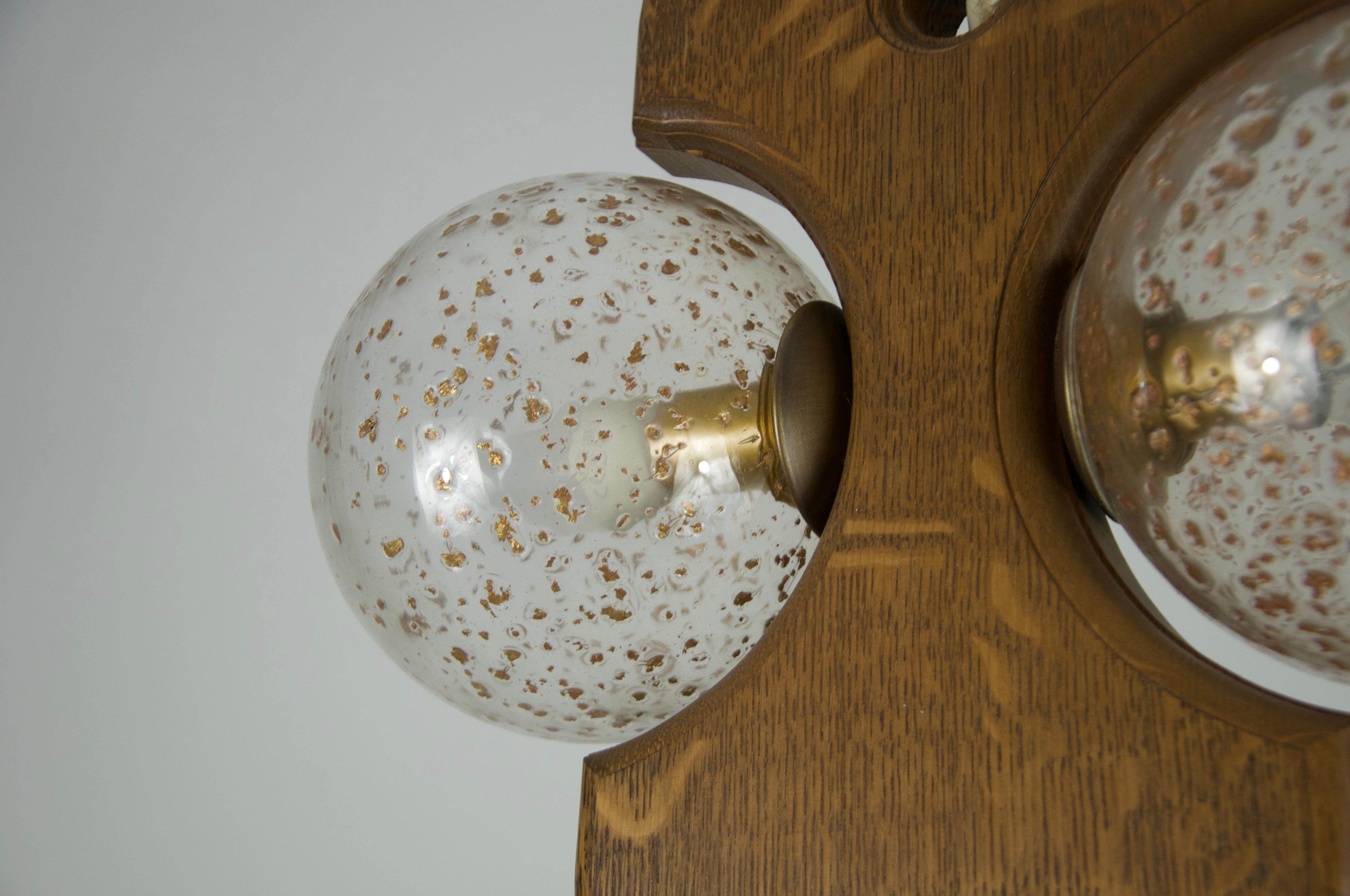 Midcentury Wooden and Glass Hanging Lamp by Temde, circa 1960 For Sale 3