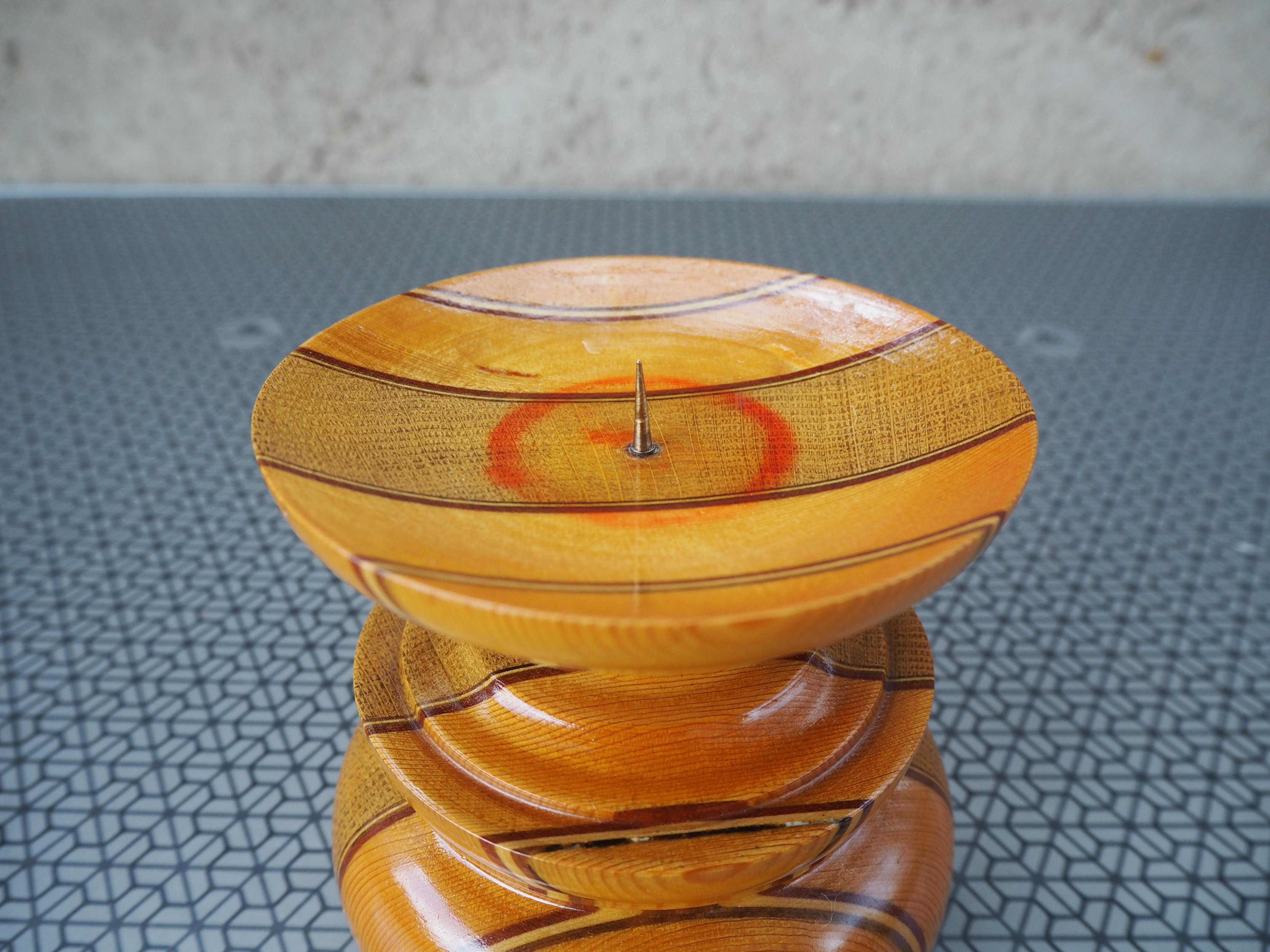 Holz-Kerzenhalter aus der Jahrhundertmitte, 1960er Jahre, Europa im Angebot 5