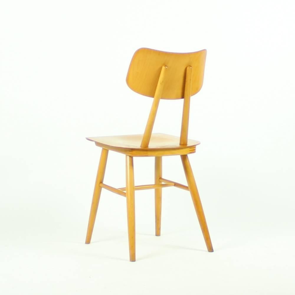 Midcentury Wooden Chairs in Wood by Ton, Czechoslovakia, circa 1960 For Sale 7