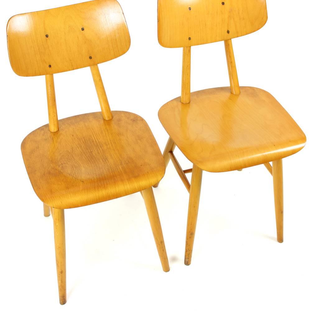 20th Century Midcentury Wooden Chairs in Wood by Ton, Czechoslovakia, circa 1960 For Sale