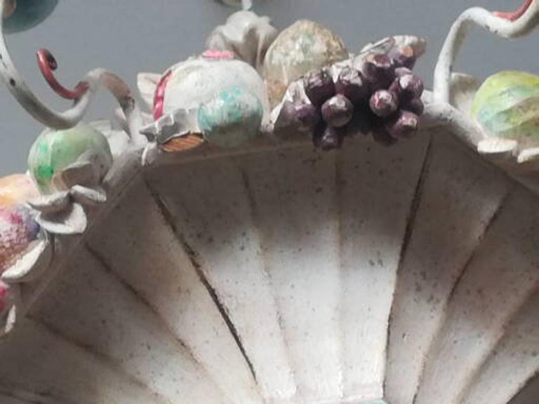 Midcentury Wooden Chandelier Garland of Fruits Style Della Robbia, Italy, 1950s at 1stdibs