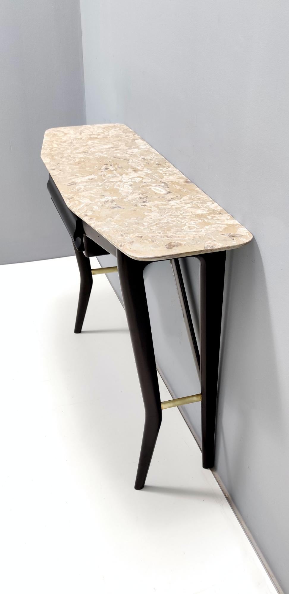 Vintage Ebonized Beech Console Table with a Lumachella Marble Top, Italy 1