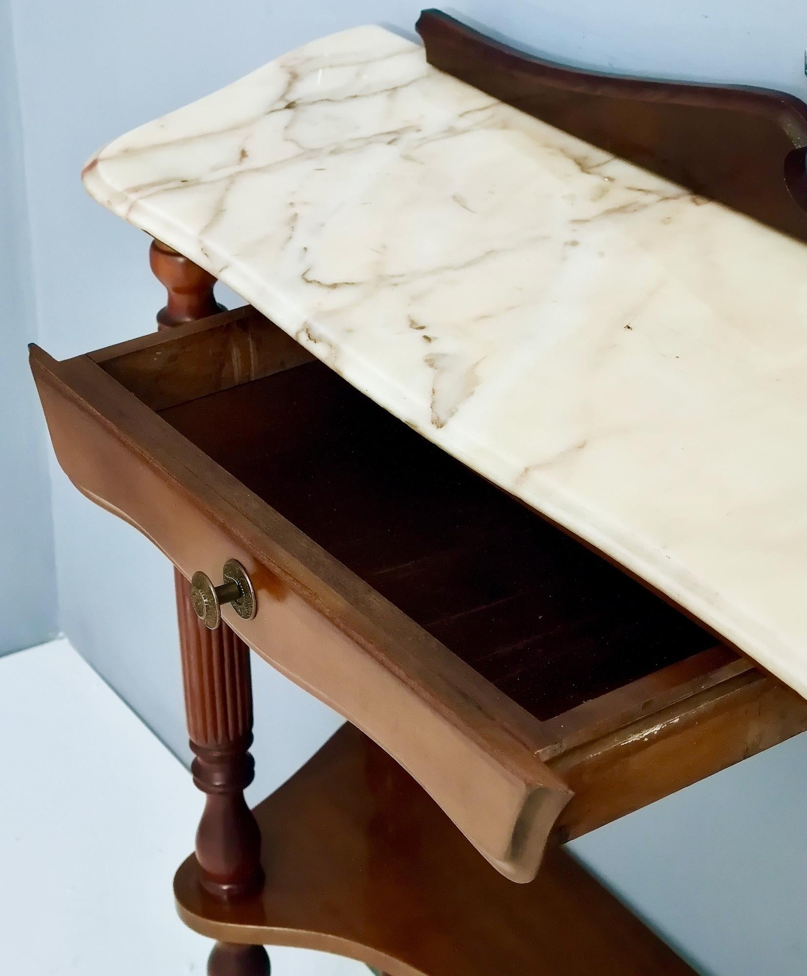 Vintage Walnut Console Table with a Portuguese Pink Marble Top, Italy 4