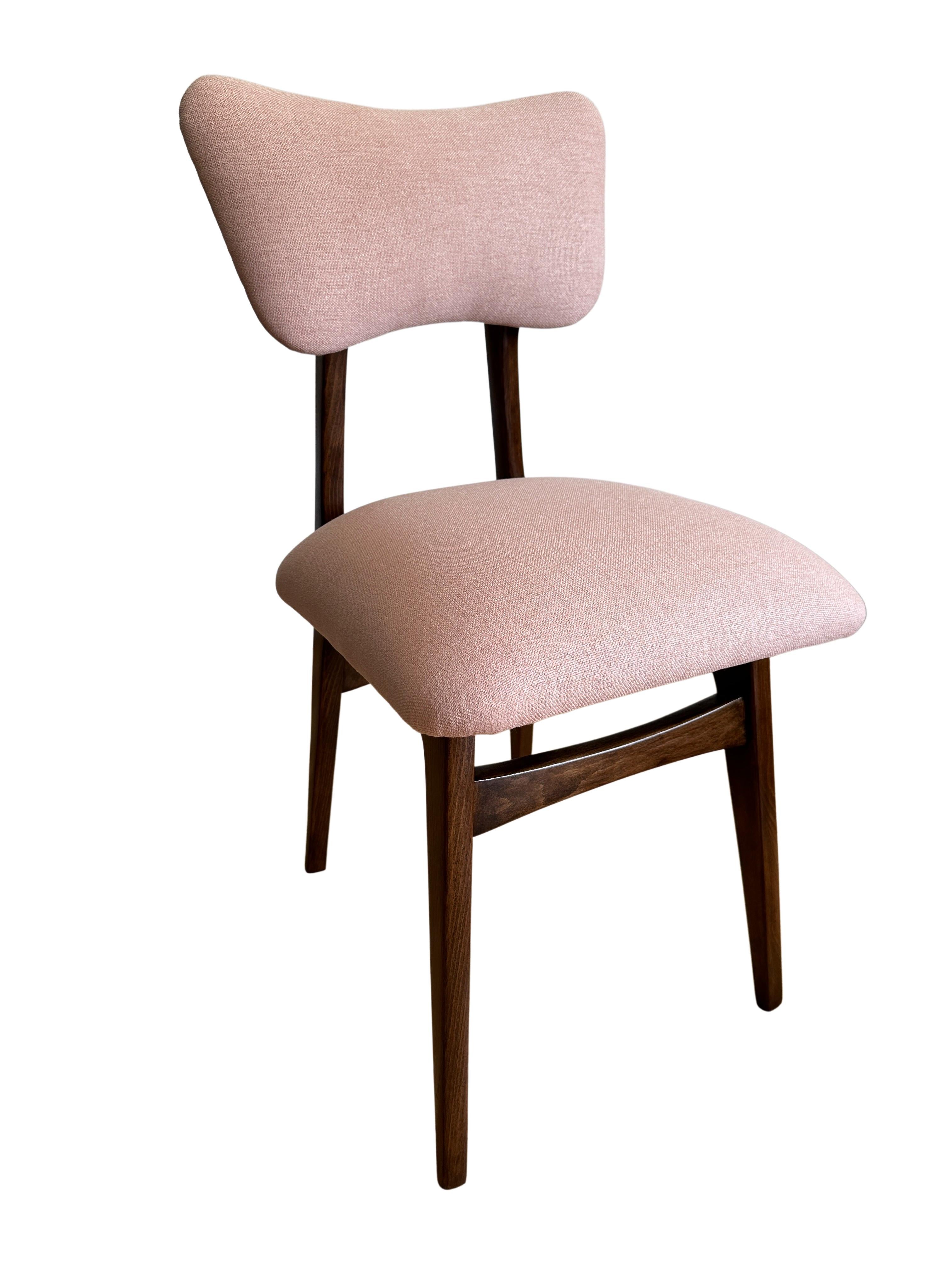 Midcentury Wooden Dining Chair in Light Pink Upholstery, Europe, 1960s For Sale 2