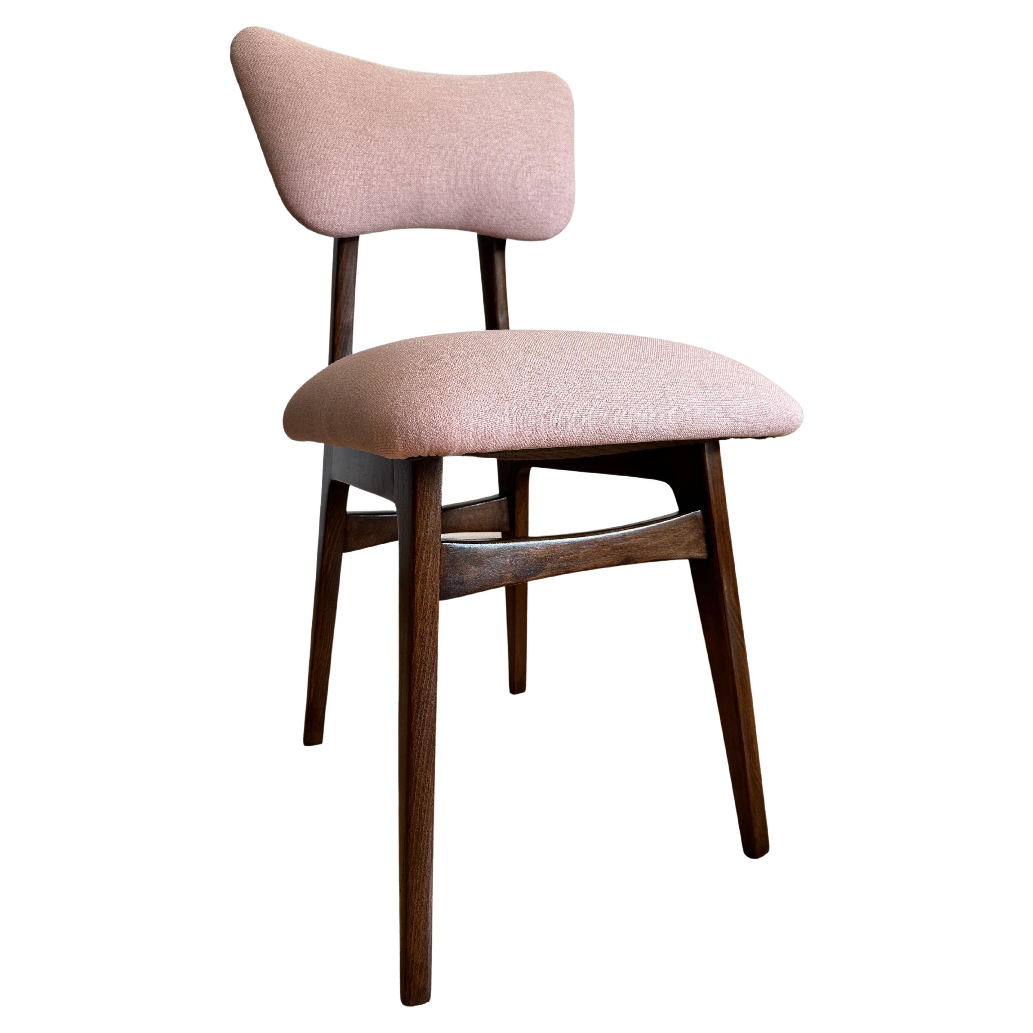 Midcentury Wooden Dining Chair in Light Pink Upholstery, Europe, 1960s For Sale
