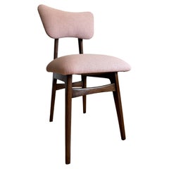 Vintage Midcentury Wooden Dining Chair in Light Pink Upholstery, Europe, 1960s