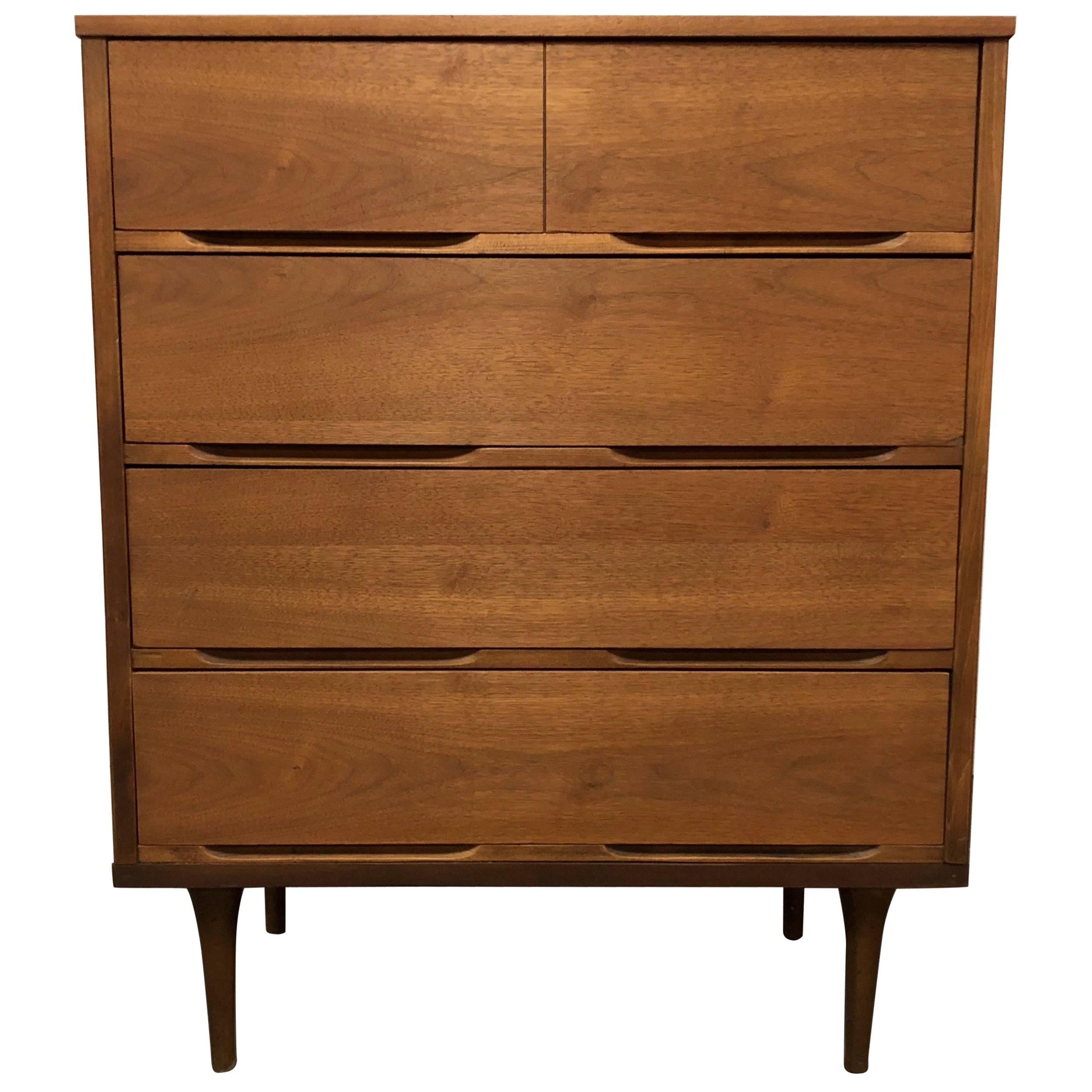 Midcentury Wooden Dresser with Pencil Legs