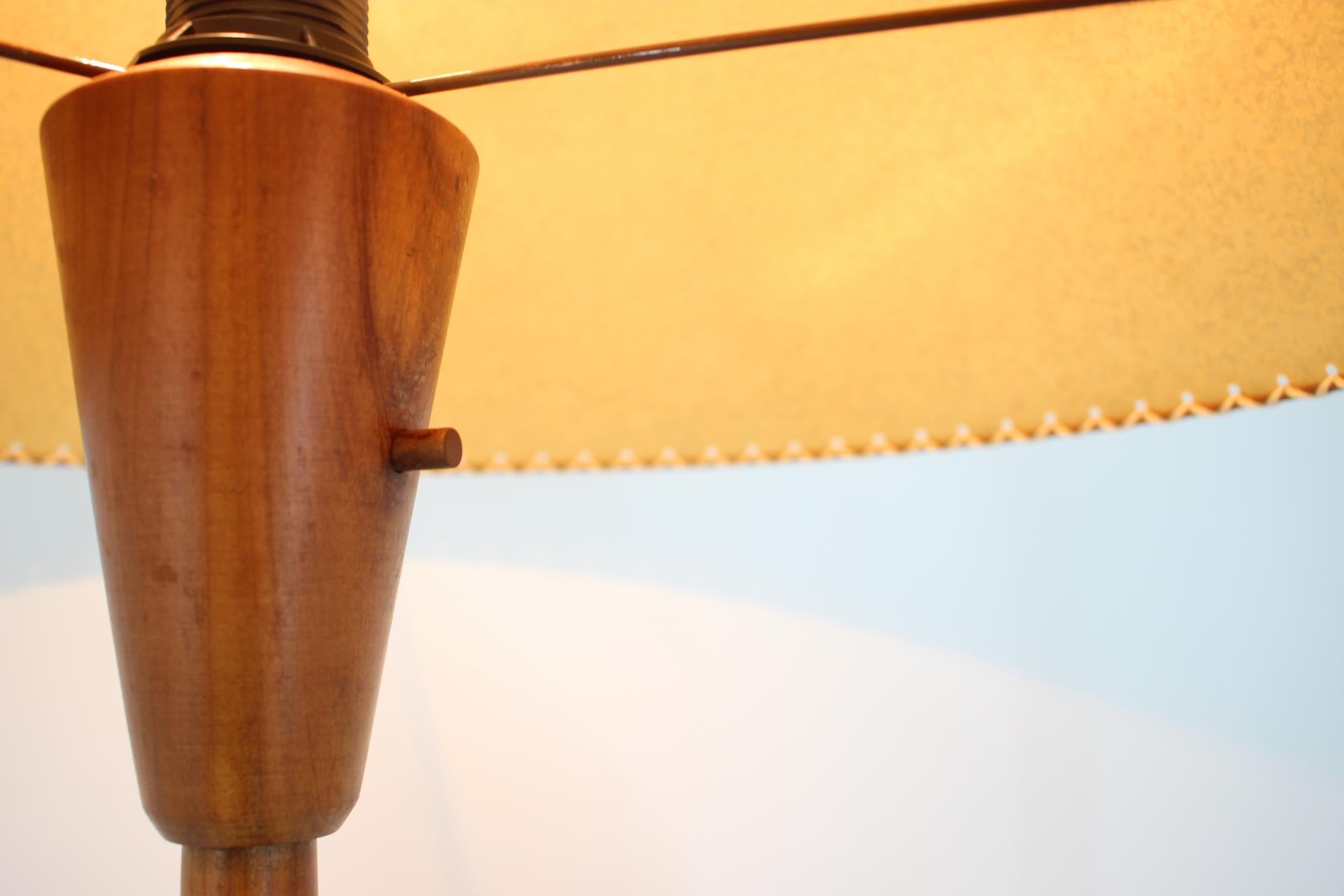 Mid-20th Century Midcentury Wooden Floor Lamp by Jan Kalous for ULUV / 1950s, Restored For Sale